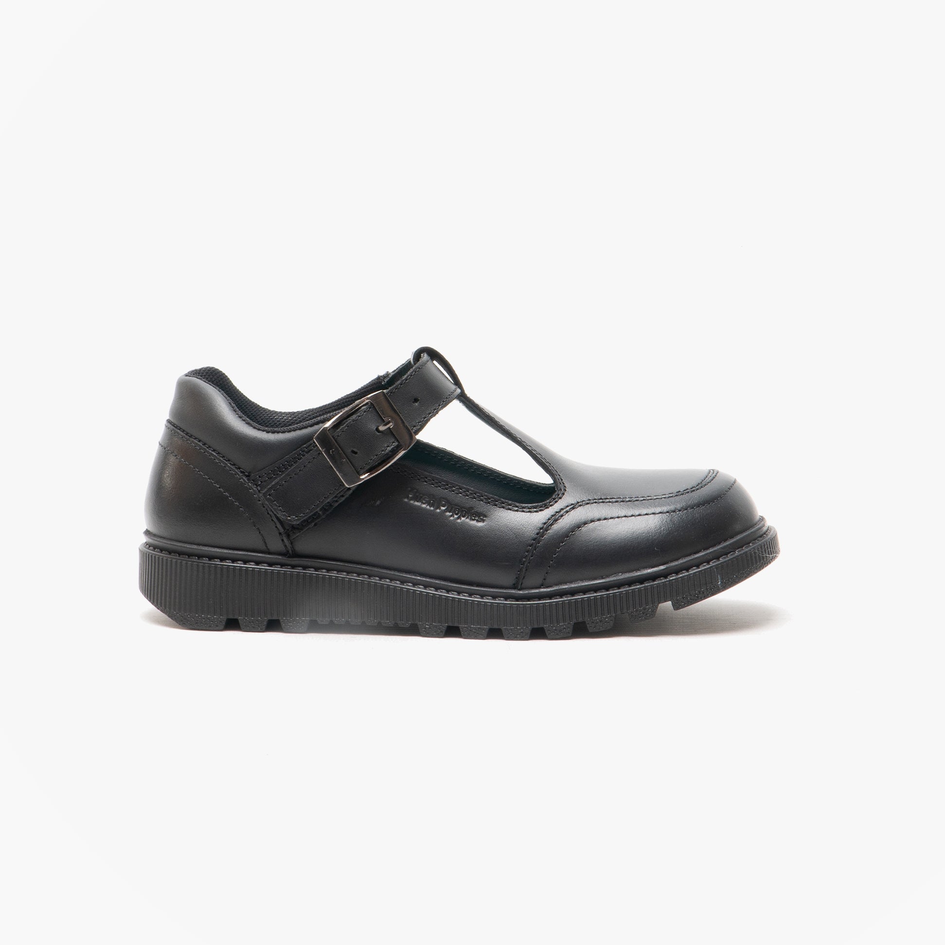 Hush Puppies KERRY Girls Leather T-Bar School Shoes Black