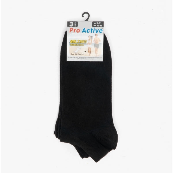 Shuperb Mens 3 Pack Of Trainer Socks Black: One Size