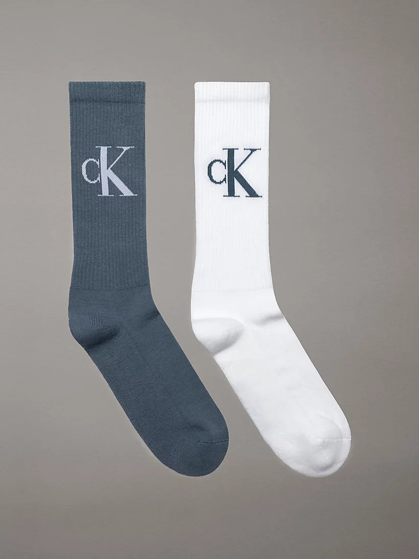 Calvin Klein Jeans 2 Pack Monogram Mens Socks China Blue Shuperb