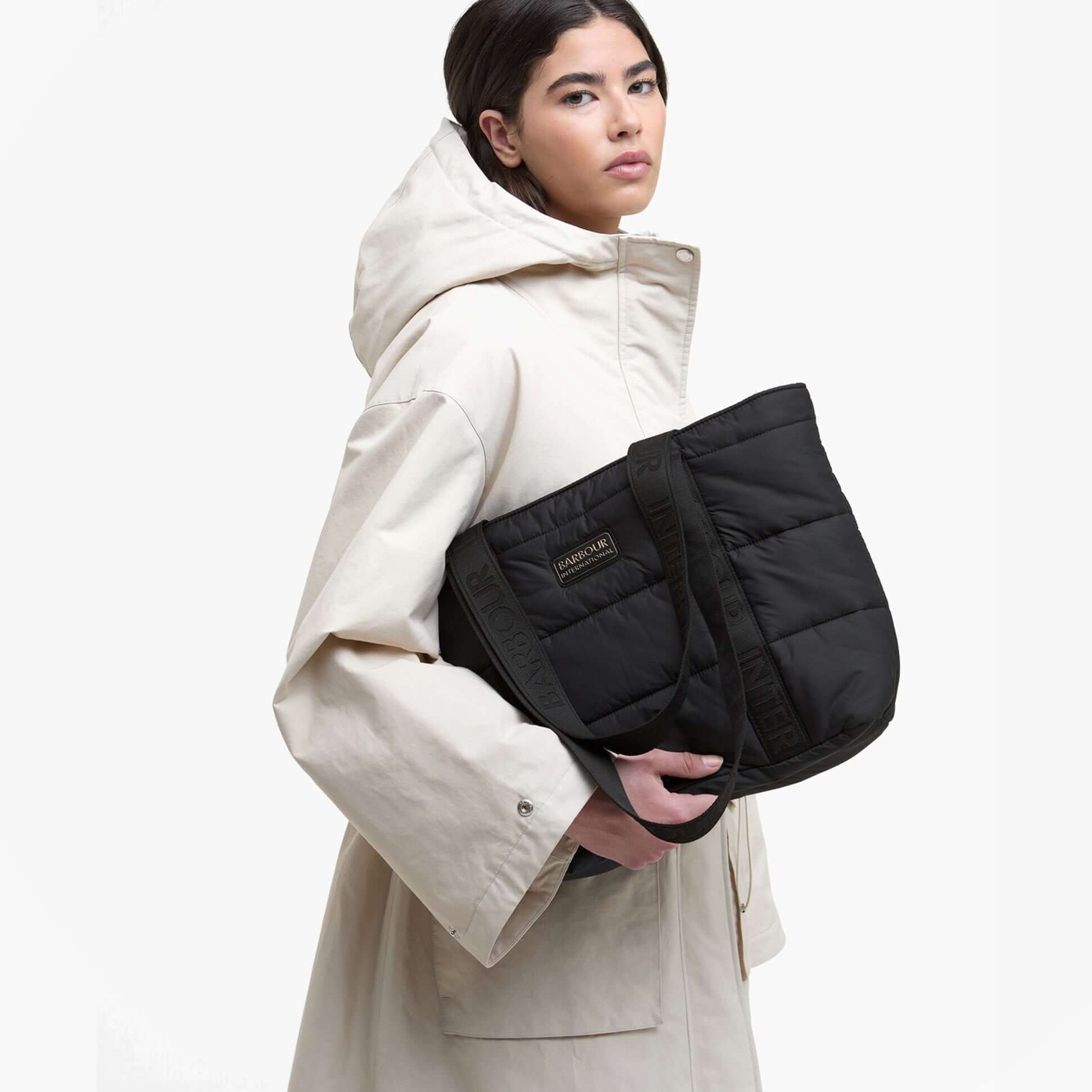 Barbour MONACO QUILT Tote Bag Womens Black