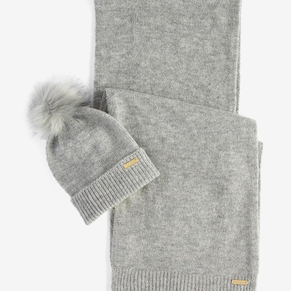 Barbour SPARKLE BEANIE & SCARF Womens Gift Set Grey Marl