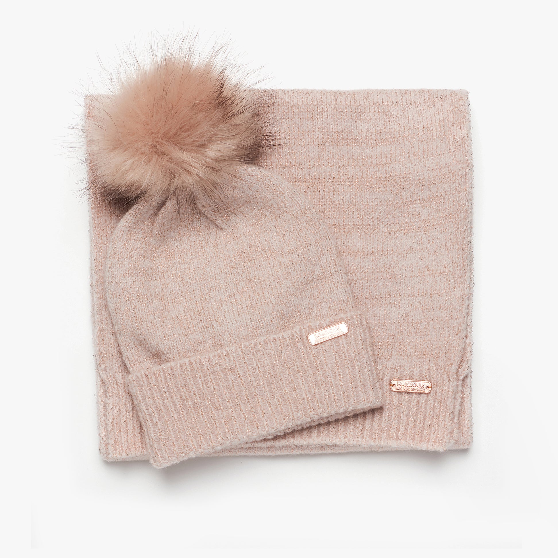 Barbour SPARKLE BEANIE & SCARF Womens Gift Set Pink