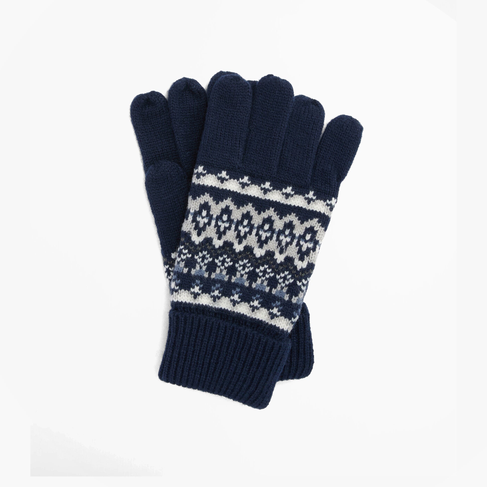 Barbour Barbour MARLOW FAIR ISLE KNITTED Mens Gloves Navy