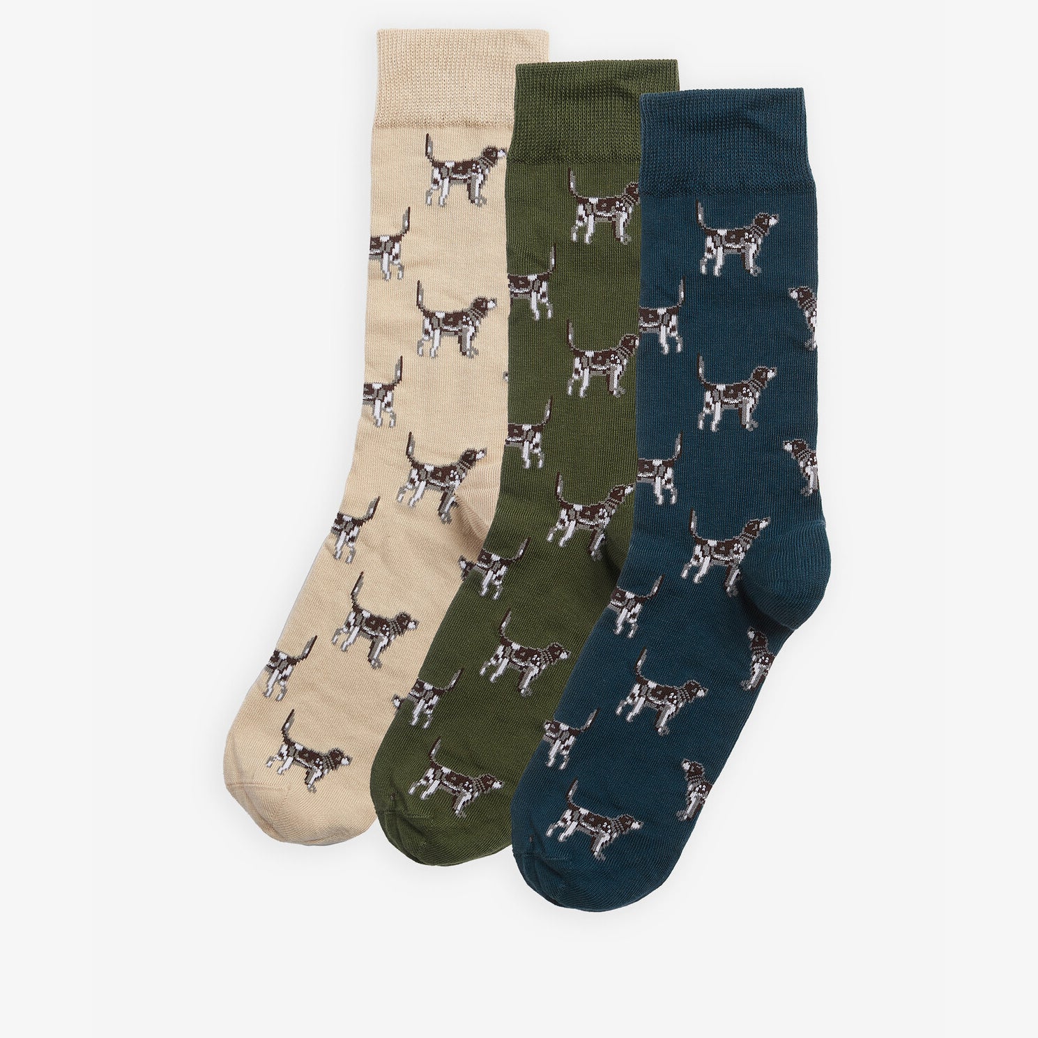 Barbour POINTER DOG SOCKS Mens Gift Box Forest Mist