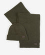 Barbour CARLTON FLECK BEANIE & SCARF Gift Set Mens Olive