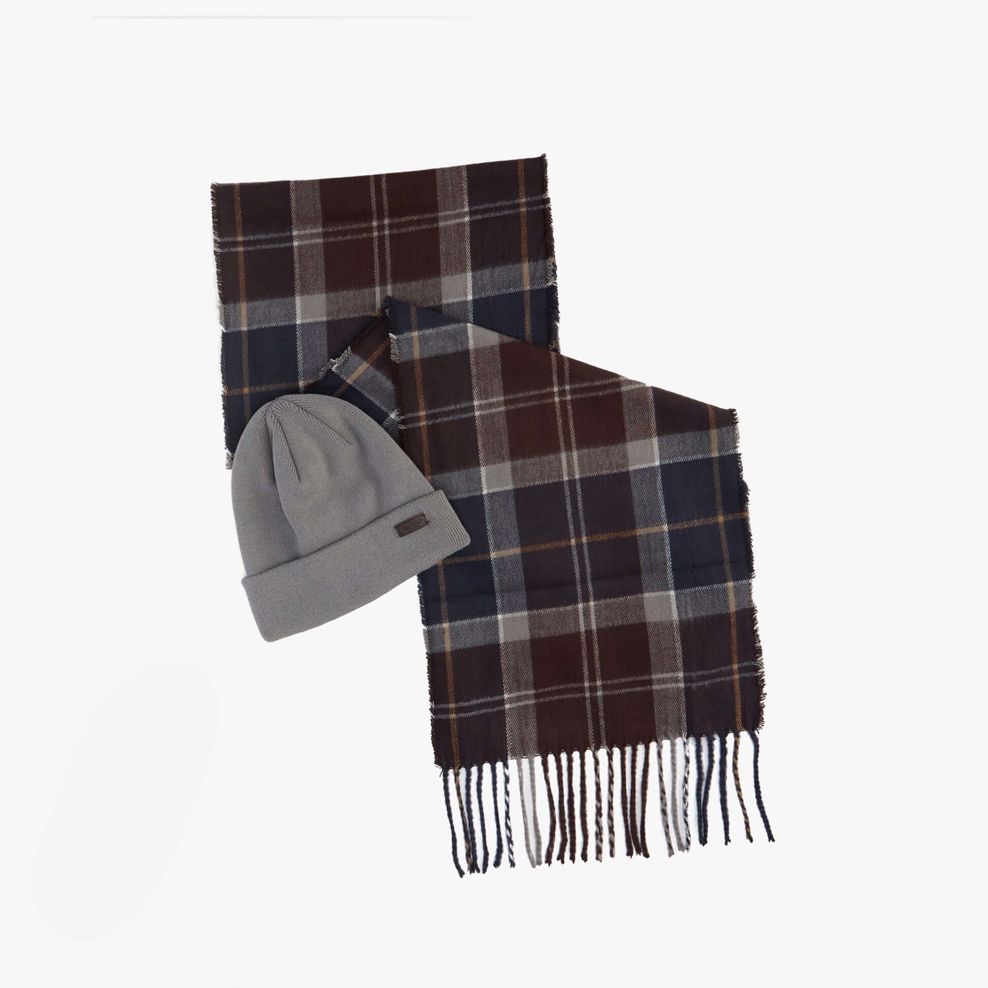 Barbour SWINTON BEANIE & GALINGALE SCARF Mens Gift Set Midnight Oak
