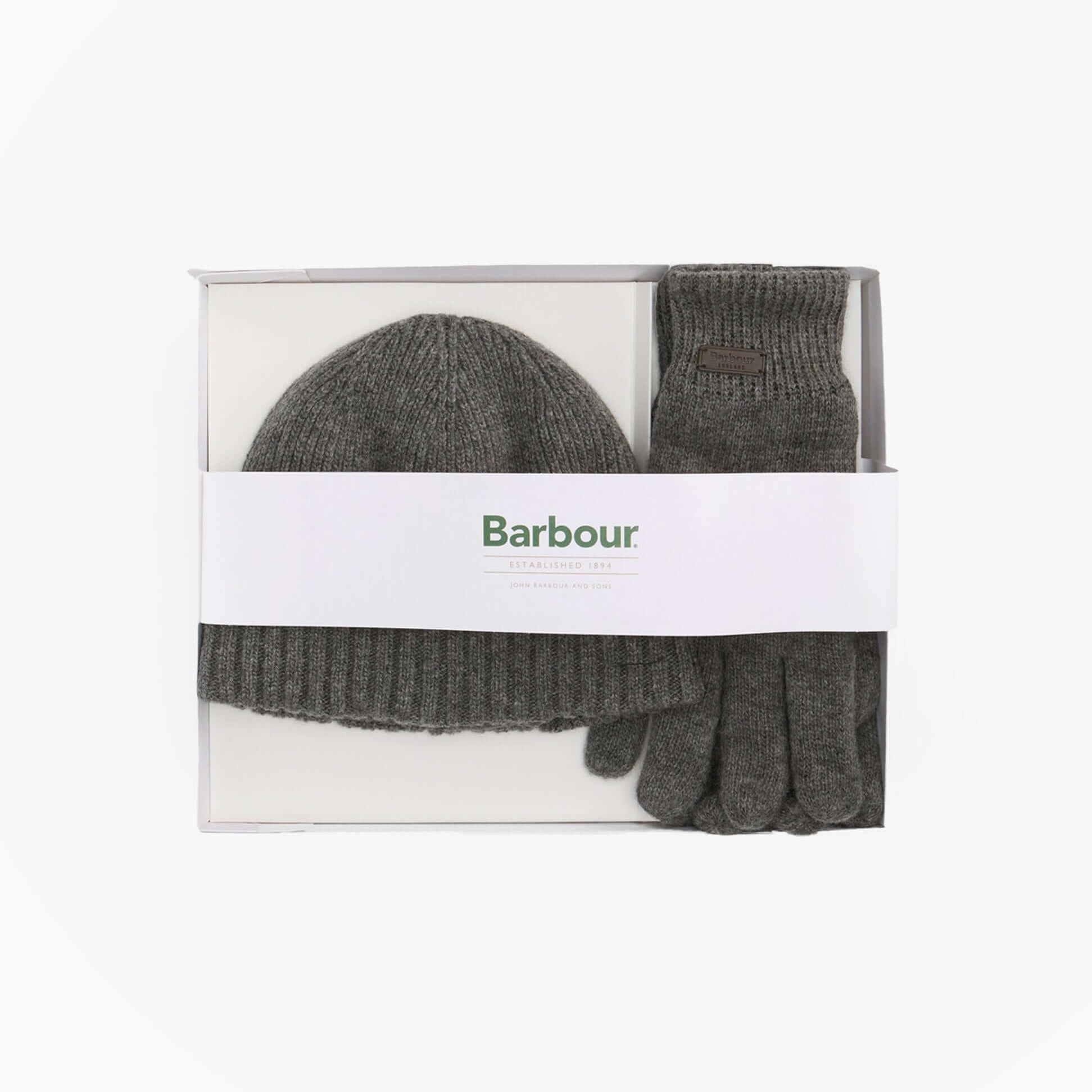 Barbour CARLTON BEANIE & GLOVES Mens Gift Set Grey