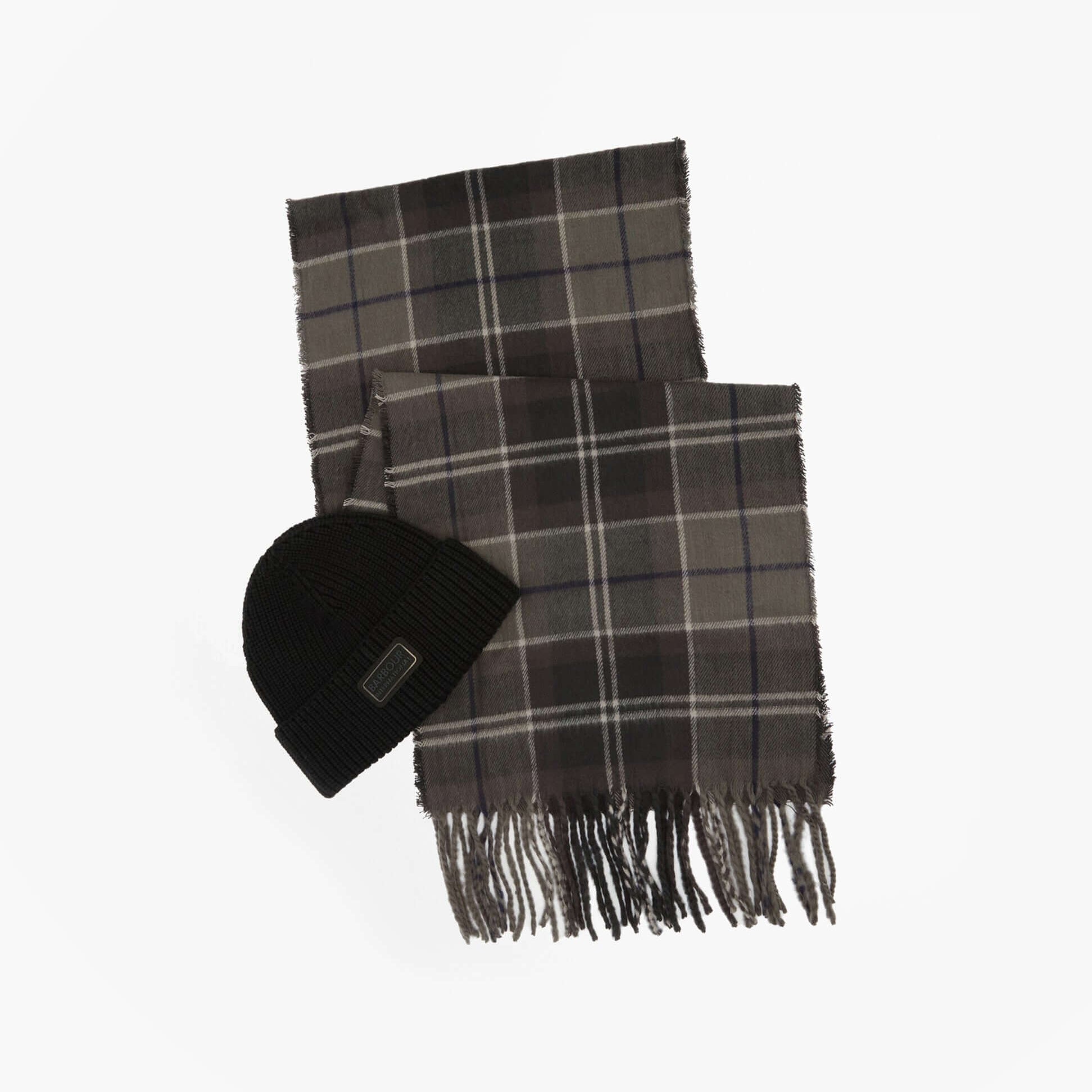 Barbour SWEEPER BEANIE AND SCARF Mens Gift Set Black