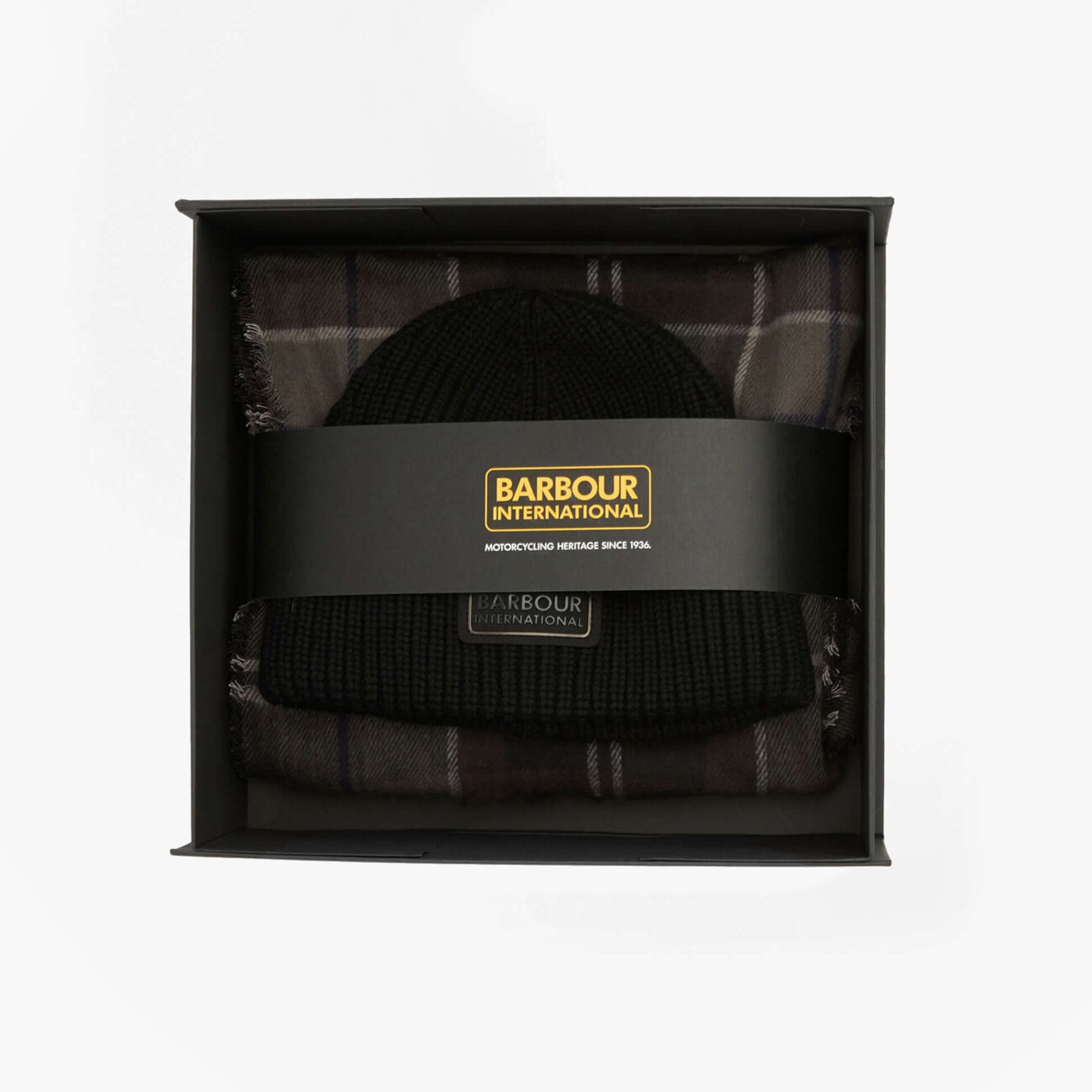 Barbour SWEEPER BEANIE AND SCARF Mens Gift Set Black