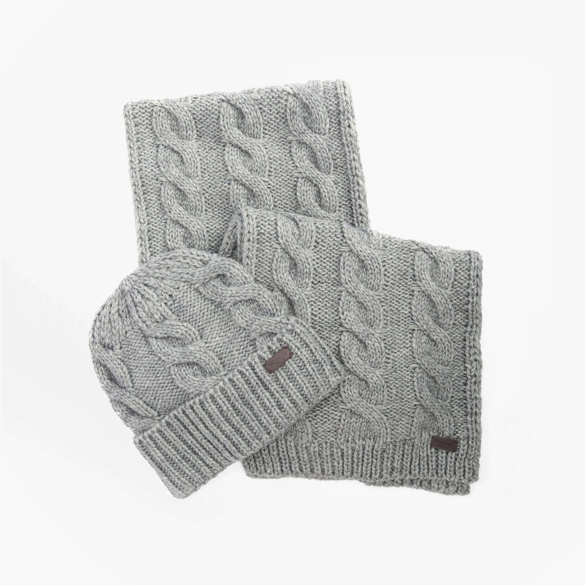 Barbour JESMOND BEANIE AND SCARF Gift Set Mens Mid Grey