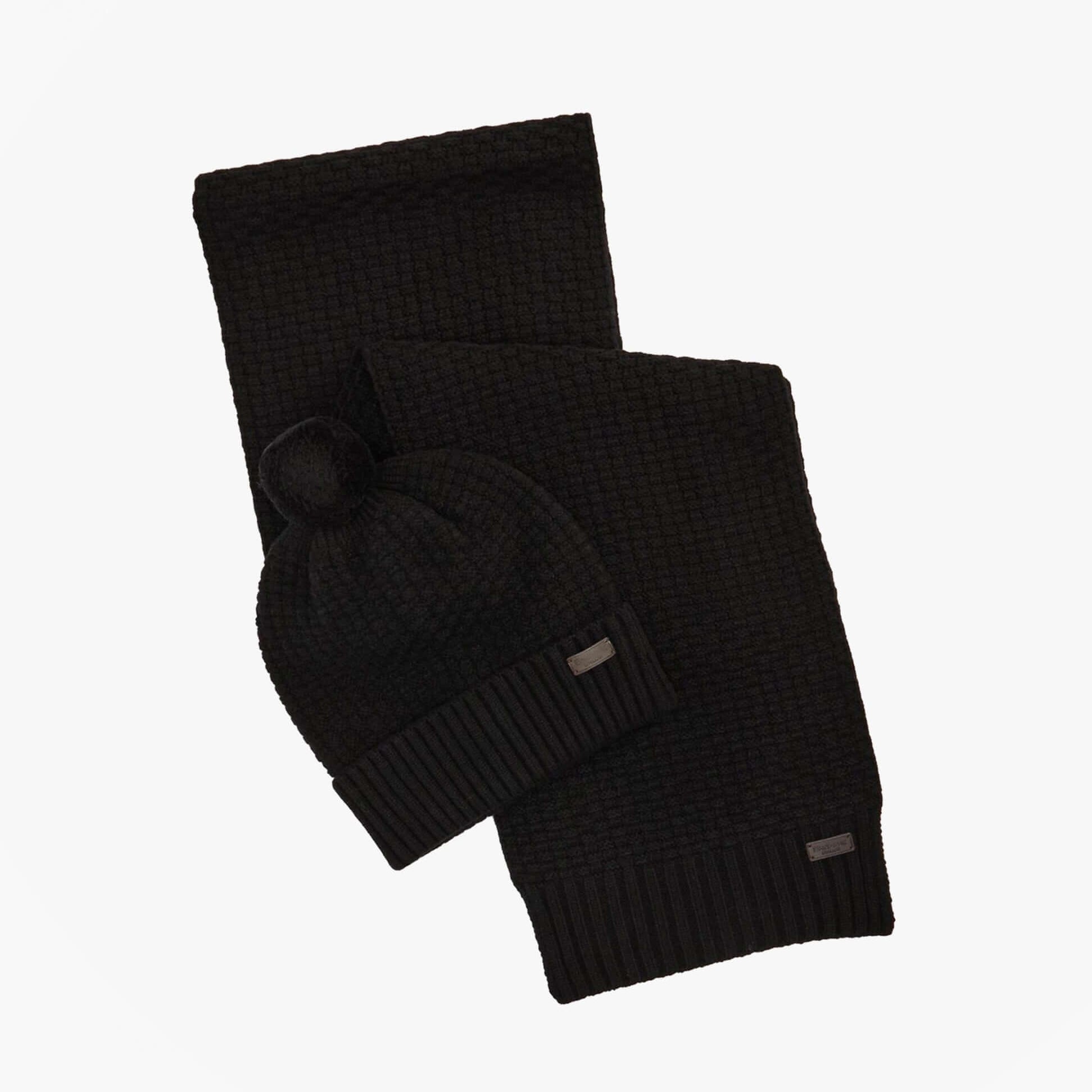 Barbour RAMSIDE BEANIE AND SCARF Mens Gift Set Black