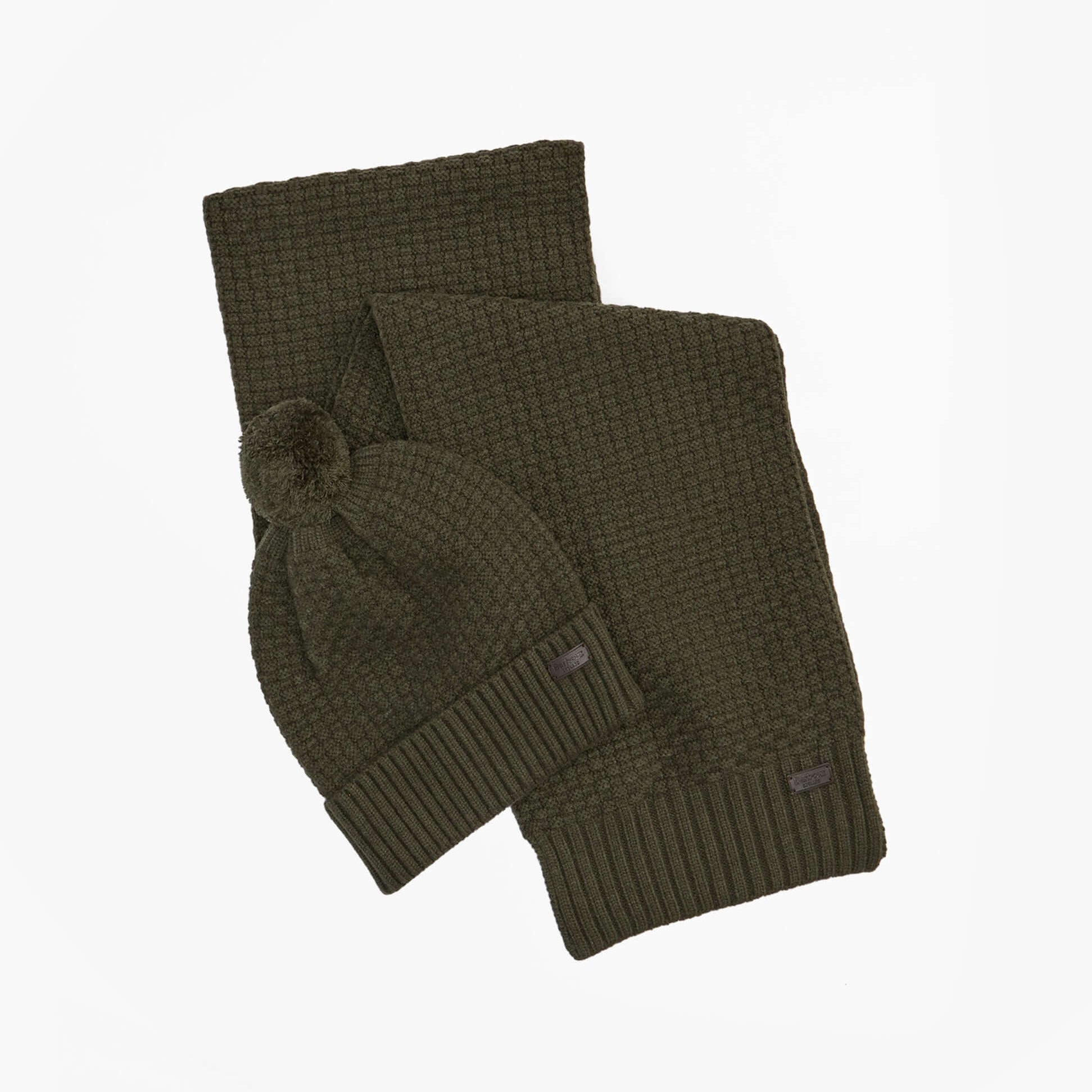 Barbour RAMSIDE BEANIE AND SCARF Mens Gift Set Dark Olive