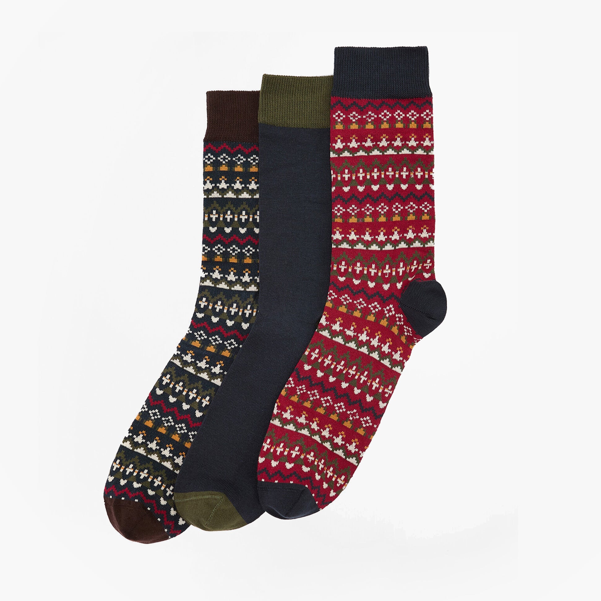 Barbour MARLOW FAIR ISLE SOCK 3 Pack Gift Box Mens Multicolour