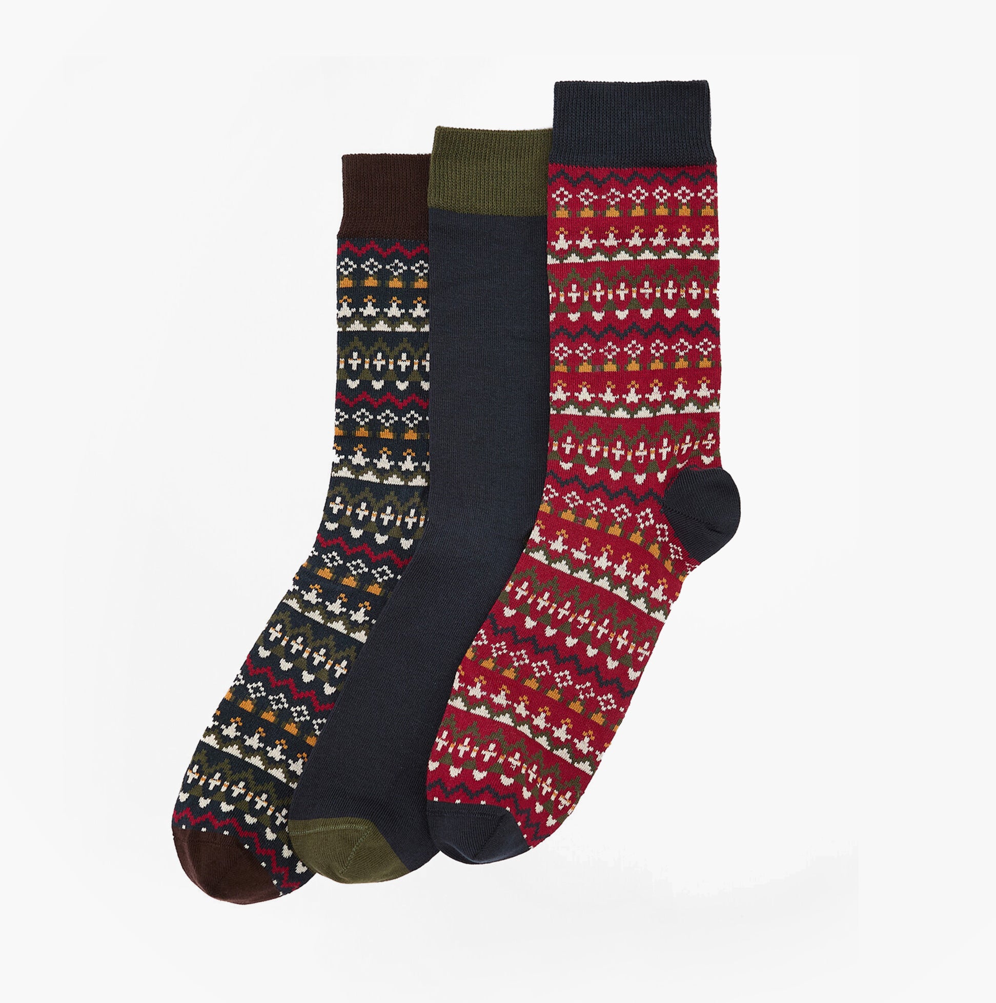 Barbour MARLOW FAIR ISLE SOCK 3 Pack Gift Box Mens Multicolour