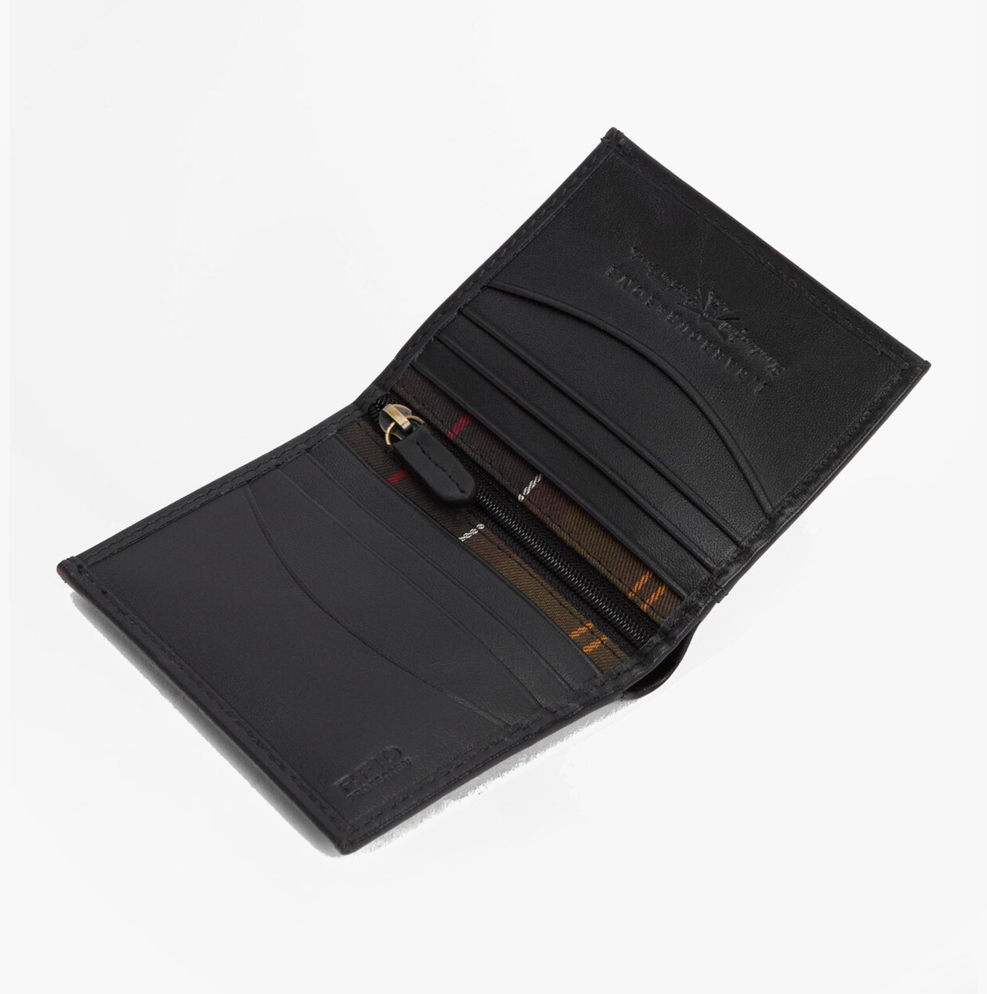 Barbour BRUNTON LEATHER Cardholder Gift Set Mens Black Tartan Emboss