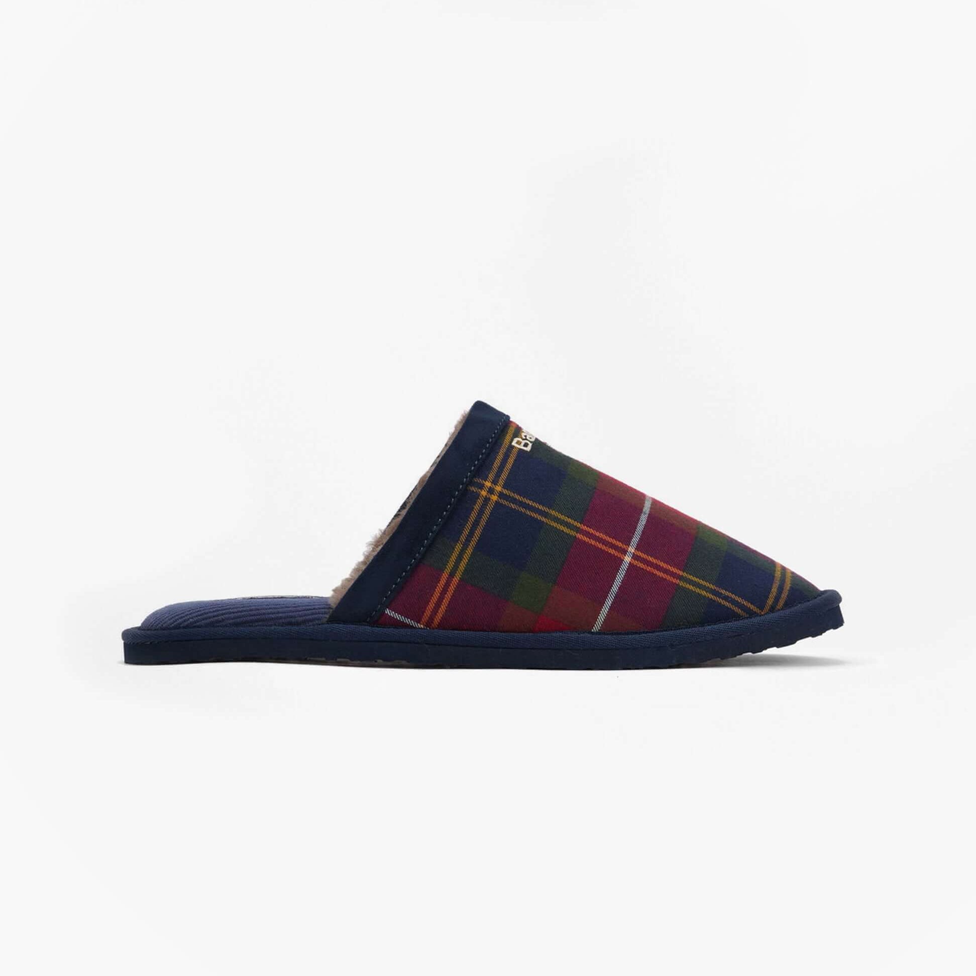 Barbour EVERITT Mens Mule Slippers Winterberry Tartan