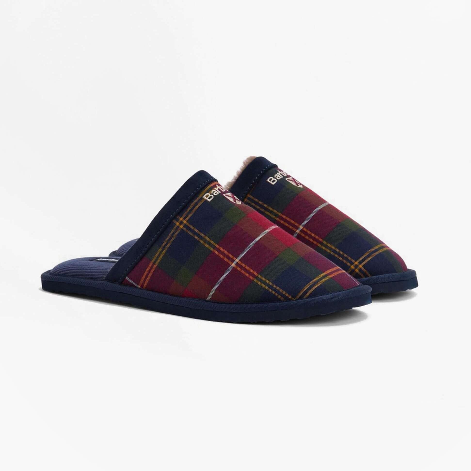 Barbour EVERITT Mens Mule Slippers Winterberry Tartan