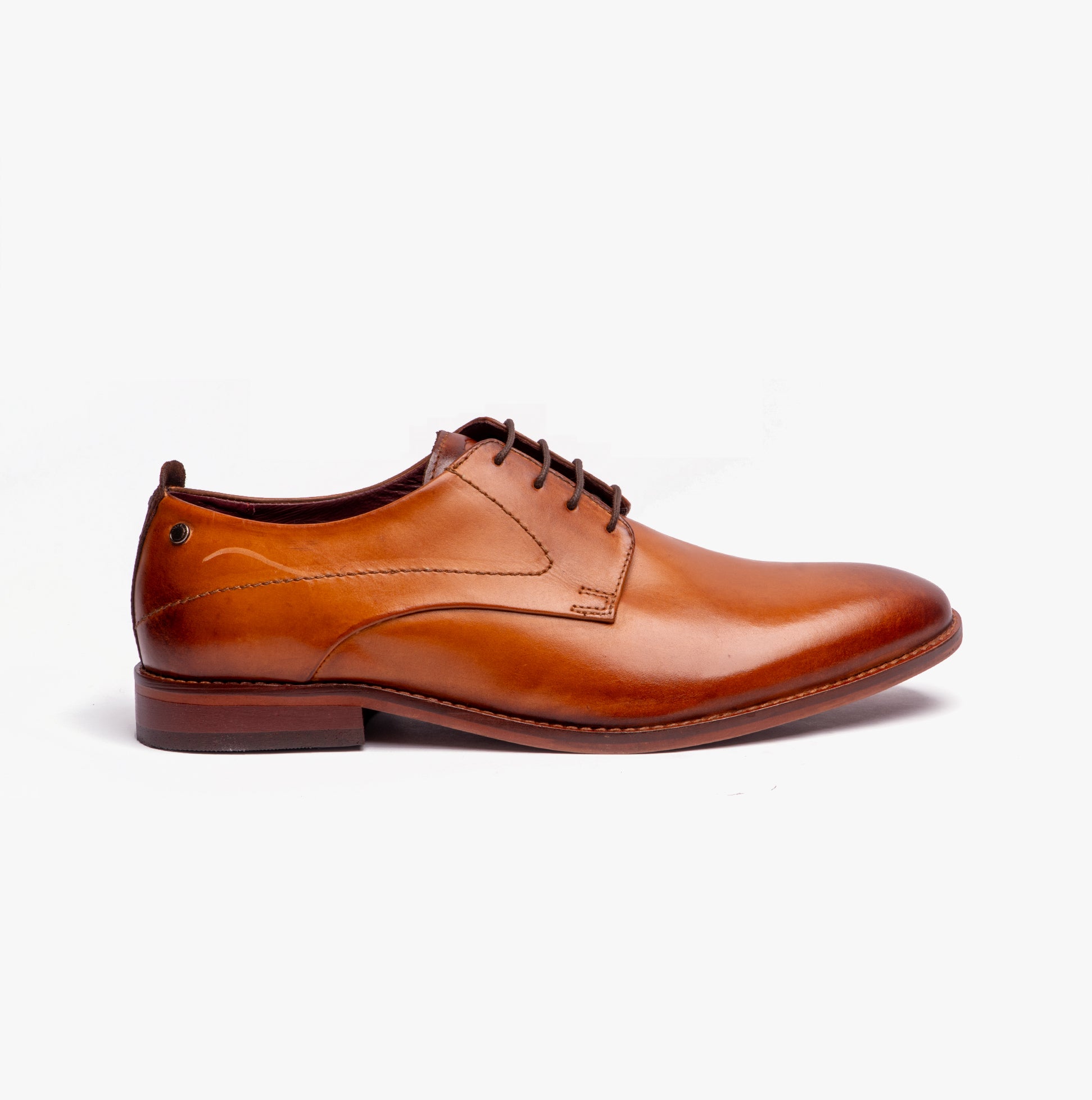 Base London SCRIPT Mens Leather Derby Shoes Tan