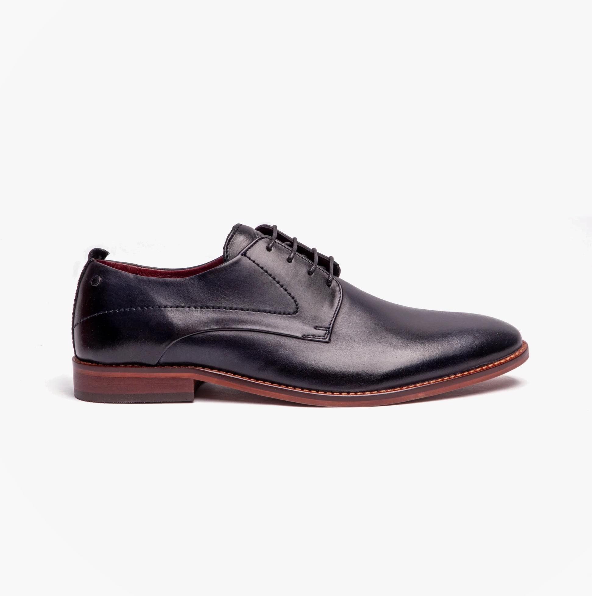 Base London SCRIPT Mens Leather Derby Shoes Navy