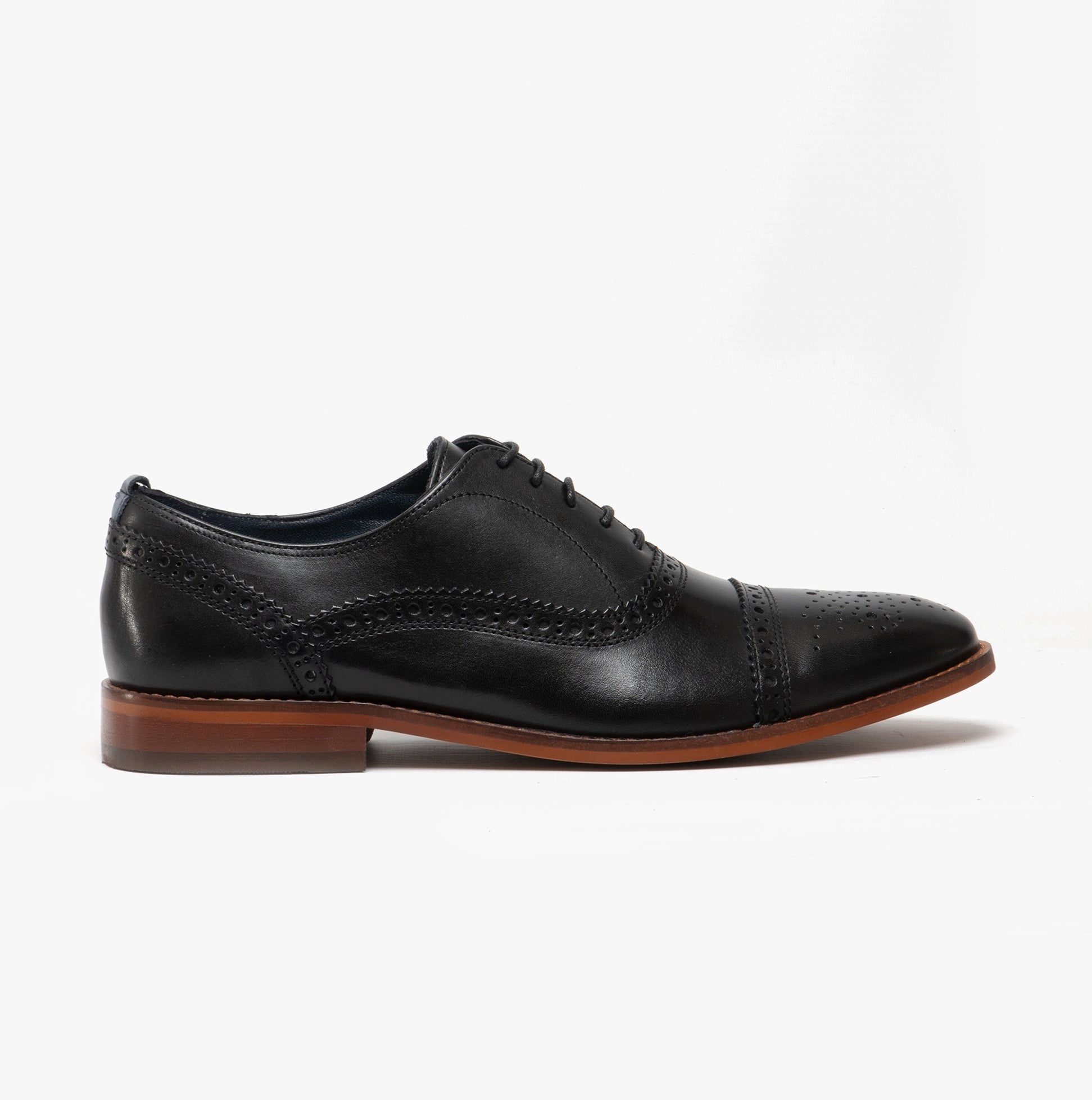 Base London CAST Mens Leather Brogue Shoes Black