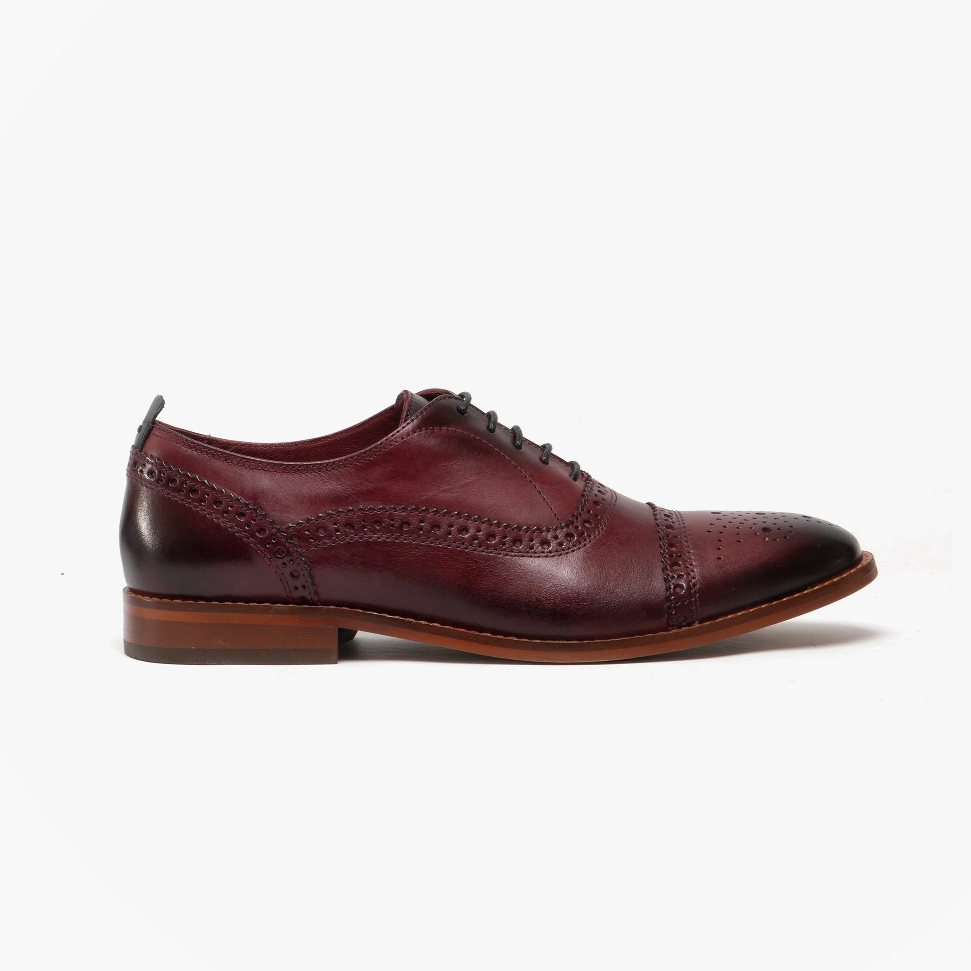 Base London CAST Mens Leather Brogue Shoes Bordo