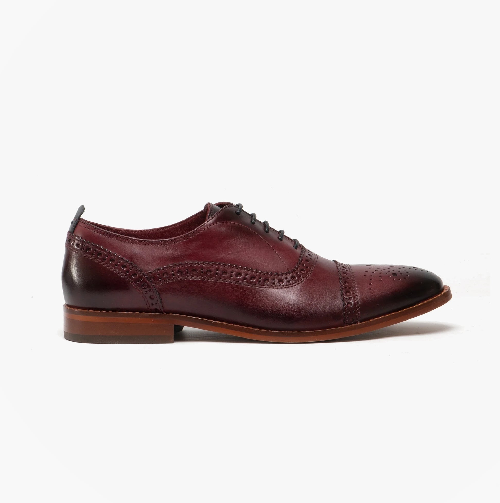 Base London CAST Mens Leather Brogue Shoes Bordo