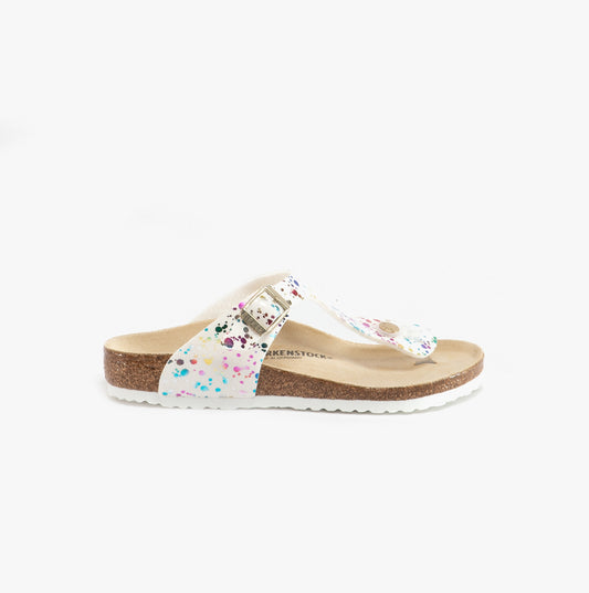 Birkenstock GIZEH 1019611 (Reg) Girls Toe Post Sandals Confetti White Pop