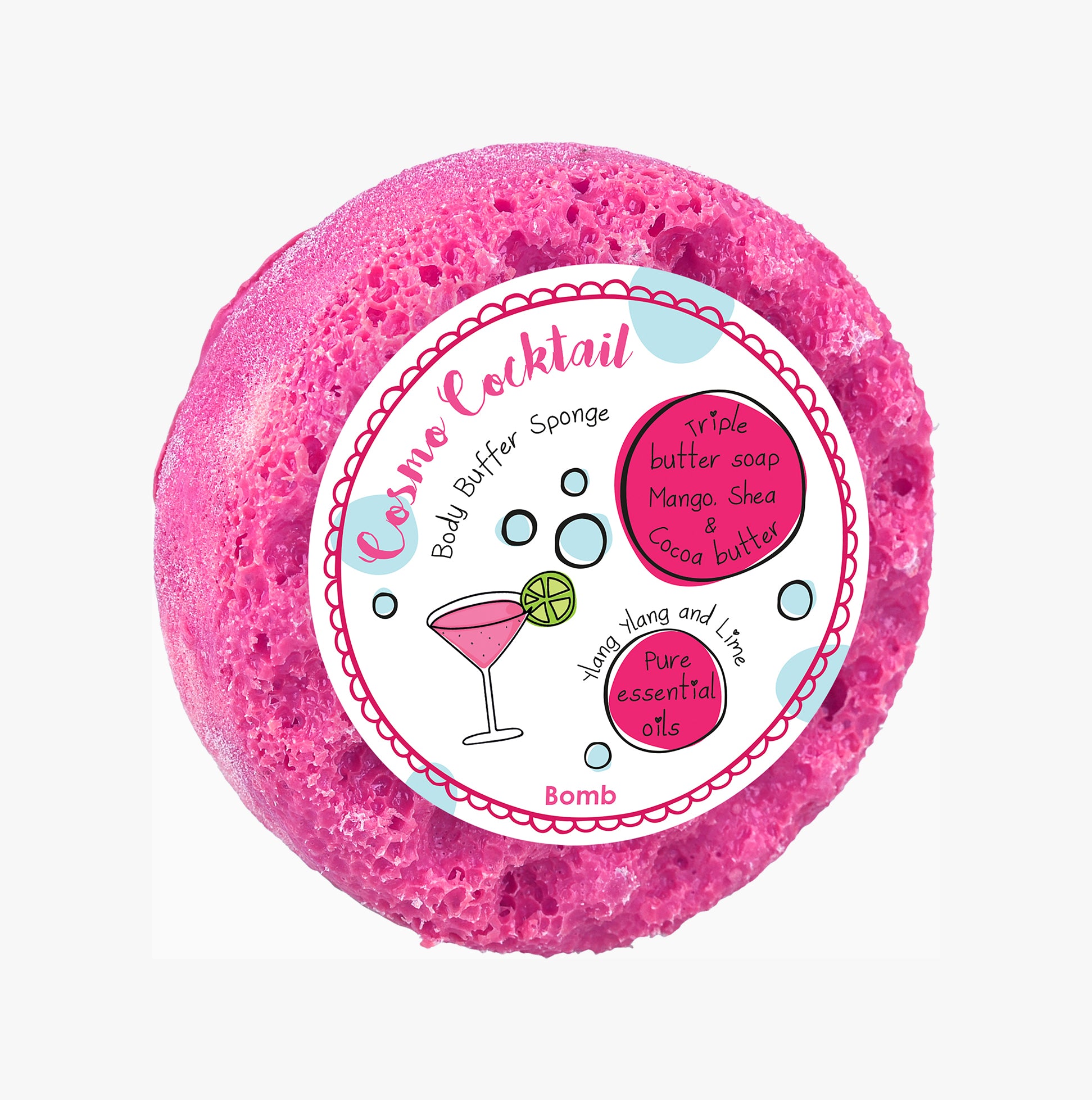 Bomb Cosmetics Cosmo Cocktail Body Buffer Soap Shower Sponge