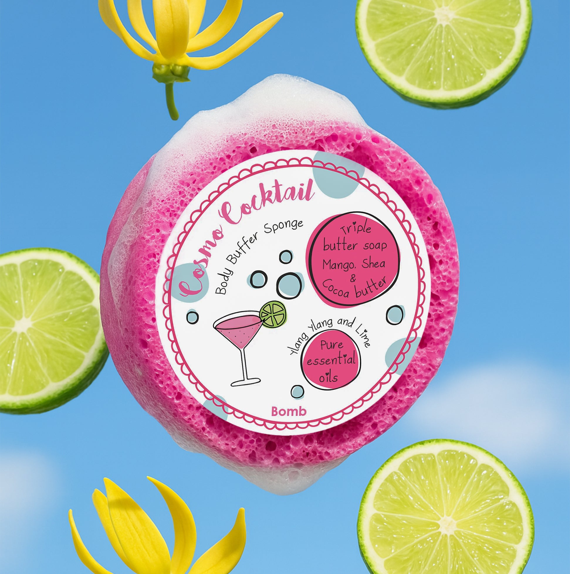 Bomb Cosmetics Cosmo Cocktail Body Buffer Soap Shower Sponge