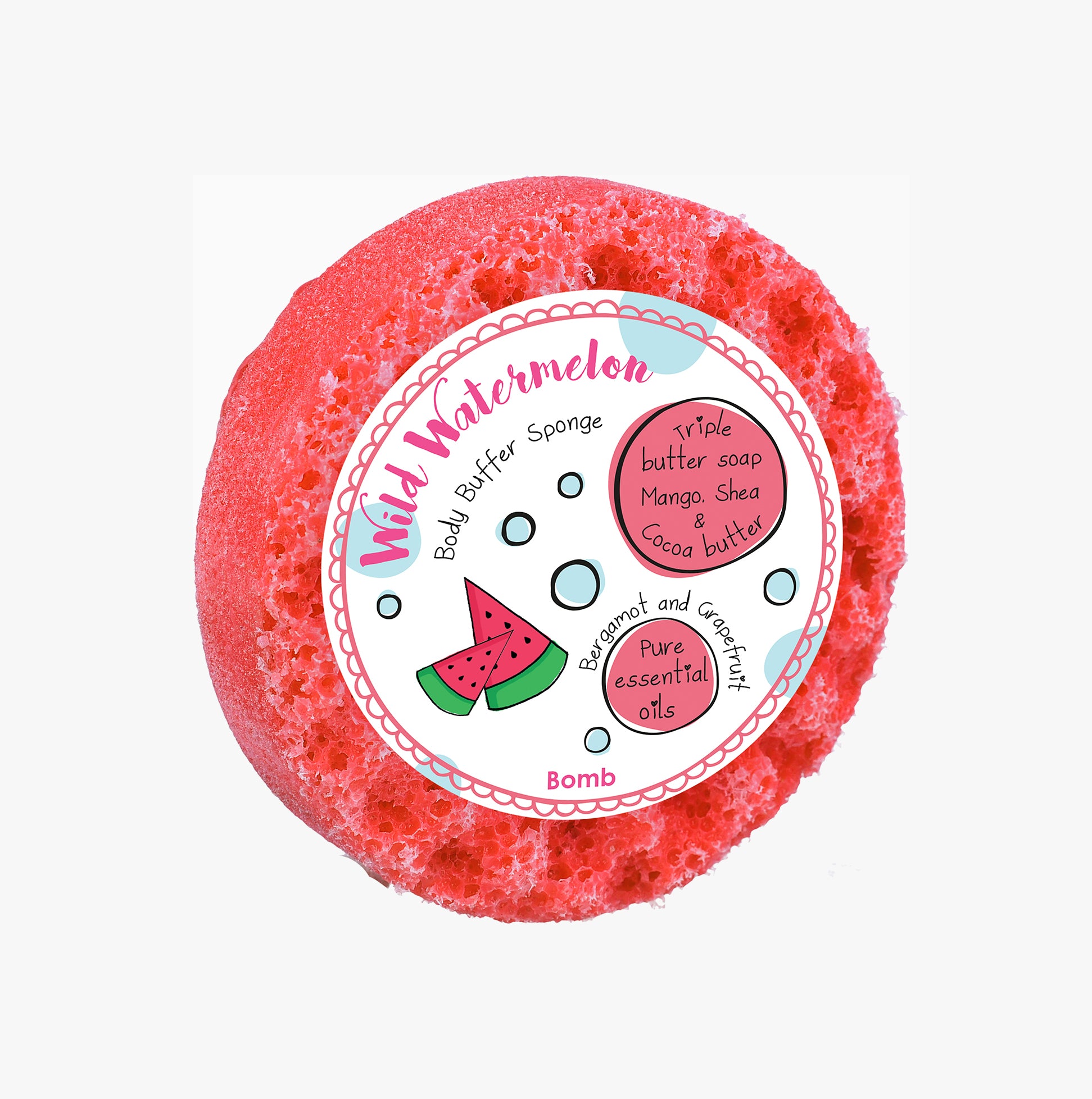 Bomb Cosmetics Wild Watermelon Body Buffer Soap Shower Sponge