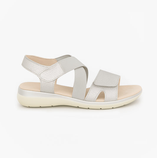Boulevard Womens Strapy Sandals Silver Shimmer