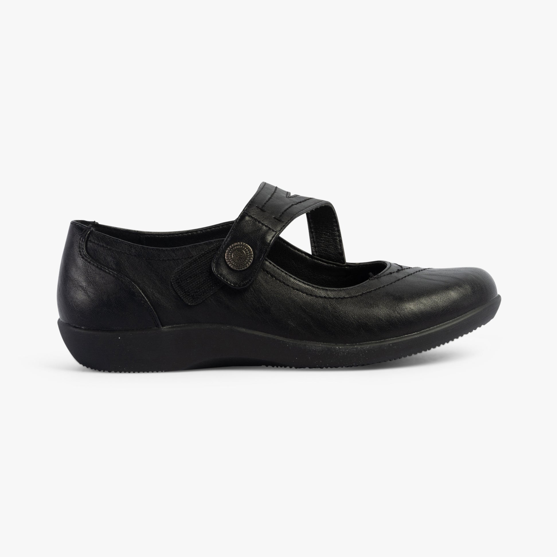 Boulevard L435A Womens Touch Fasten Extra-Wide Shoes Black