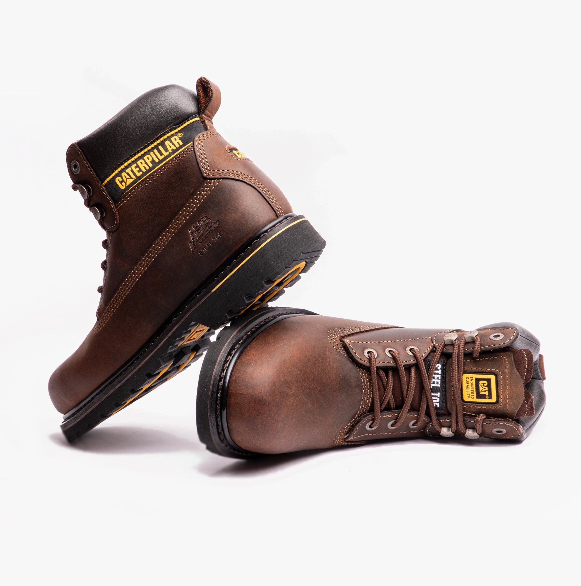 CAT HOLTON SB Mens Leather Safety Boots Brown