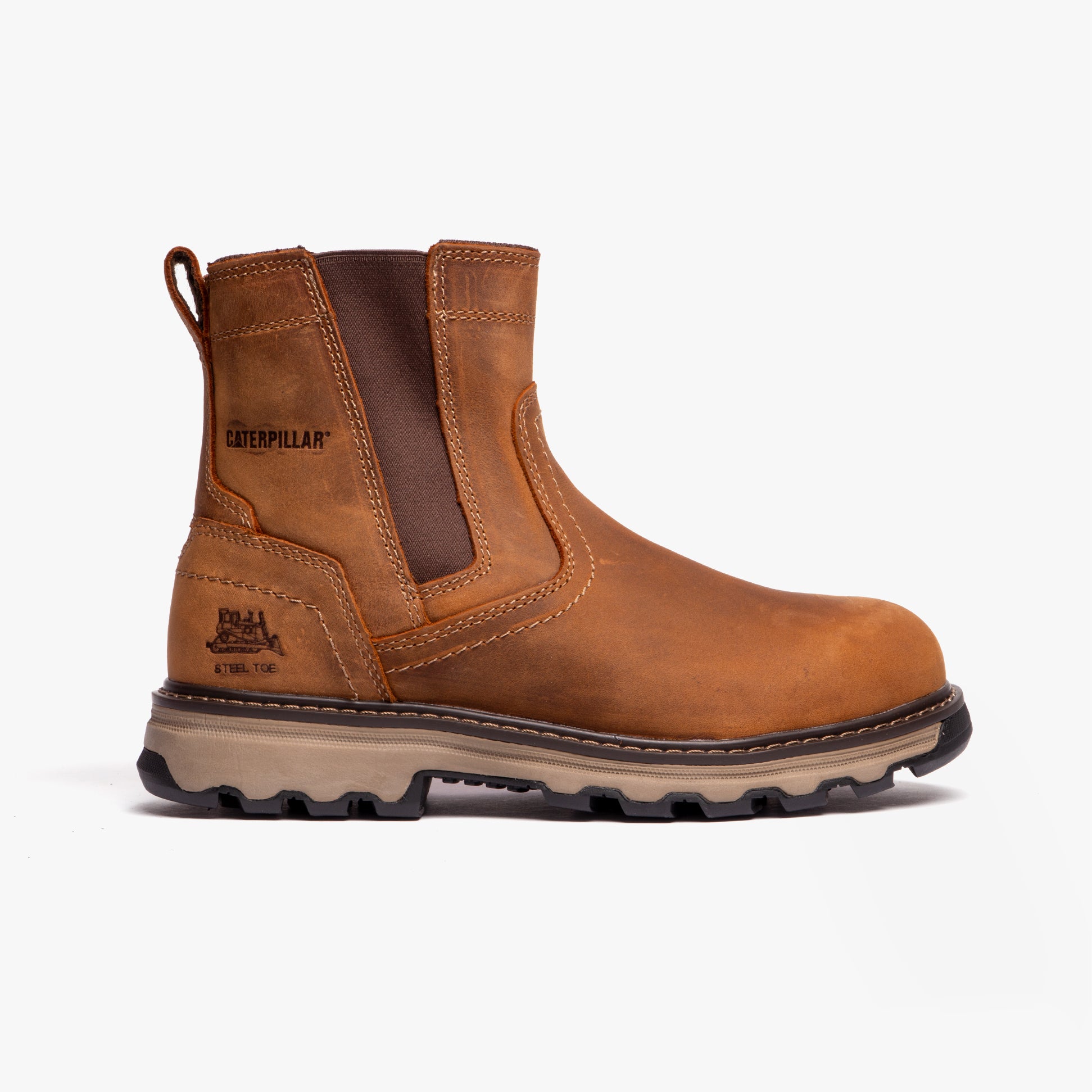 CAT PELTON Mens Dealer Safety Boots Beige