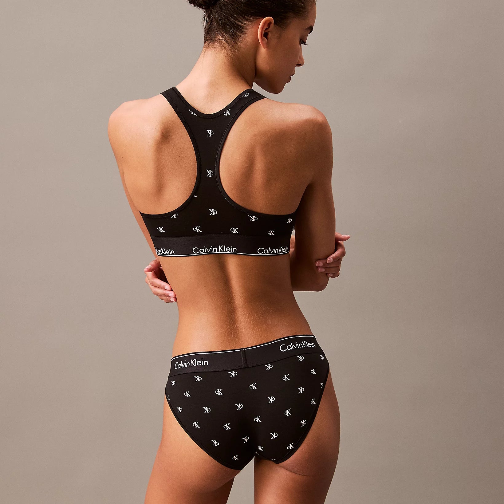 Calvin Klein MODERN COTTON Womens Bikinis Black Diamond Logo Print