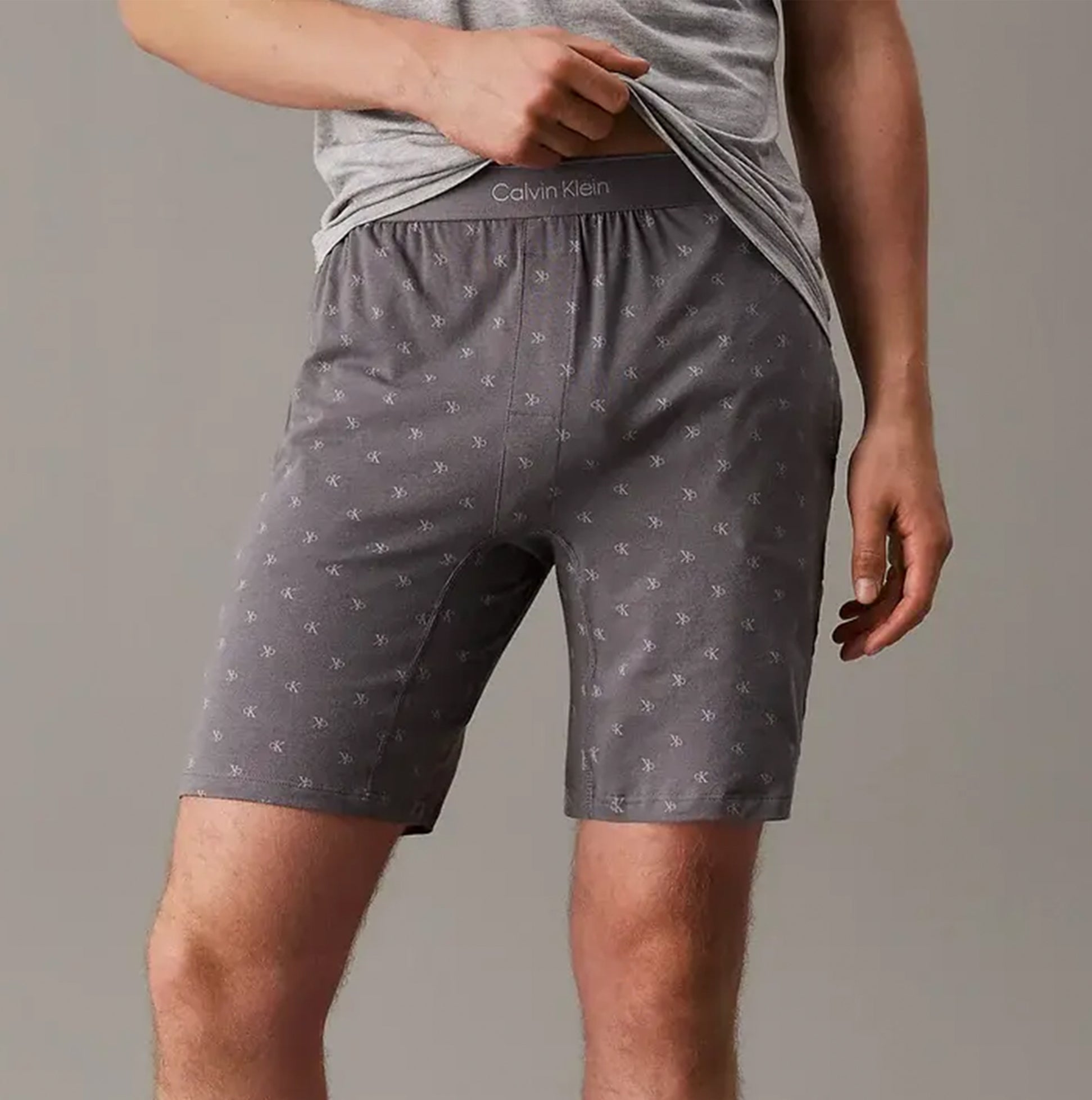 Calvin Klein ICON COTTON STRETCH  Mens Lounge Shorts Diamond Logo/Smoked Pearl