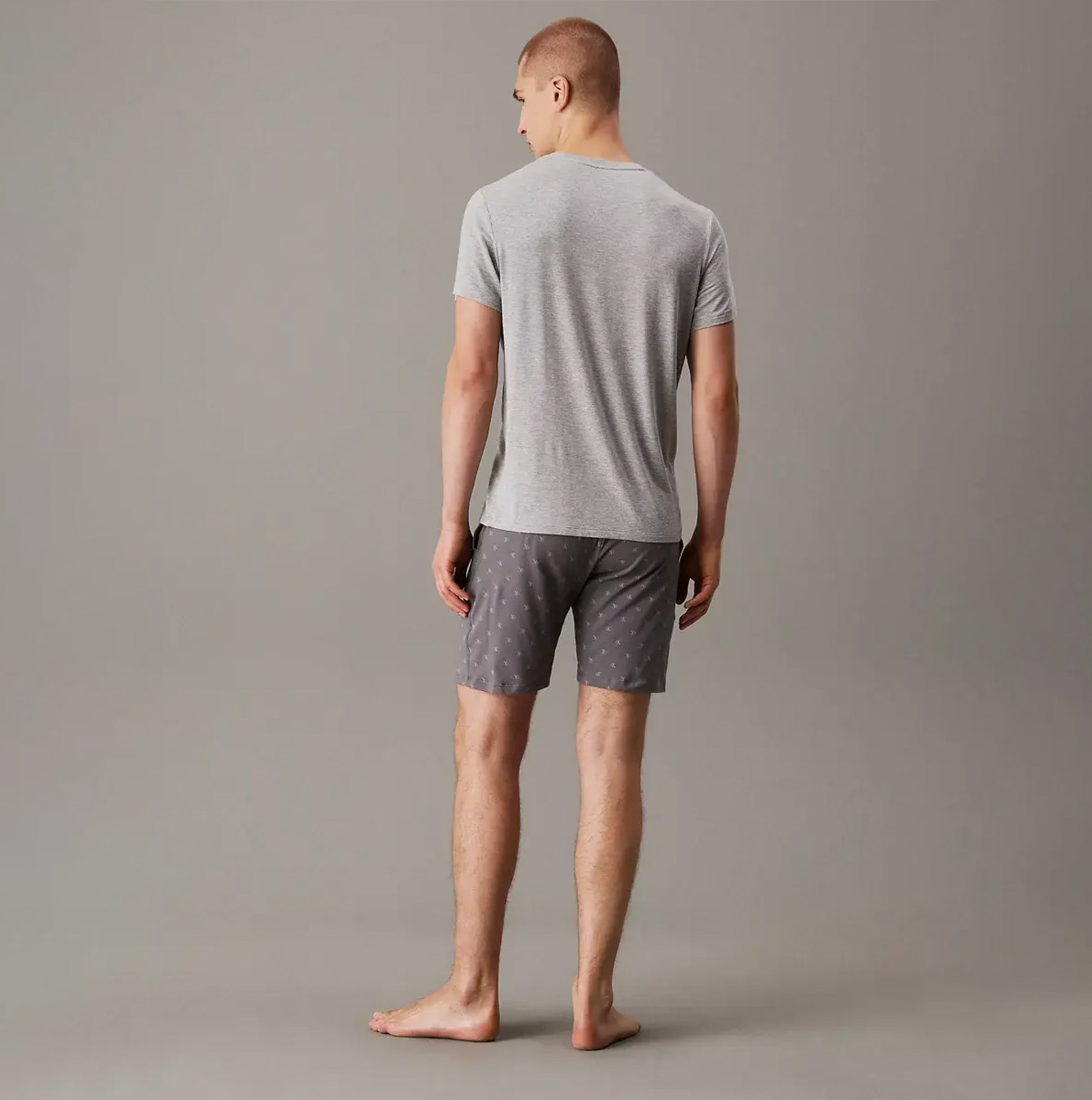 Calvin Klein ICON COTTON STRETCH  Mens Lounge Shorts Diamond Logo/Smoked Pearl