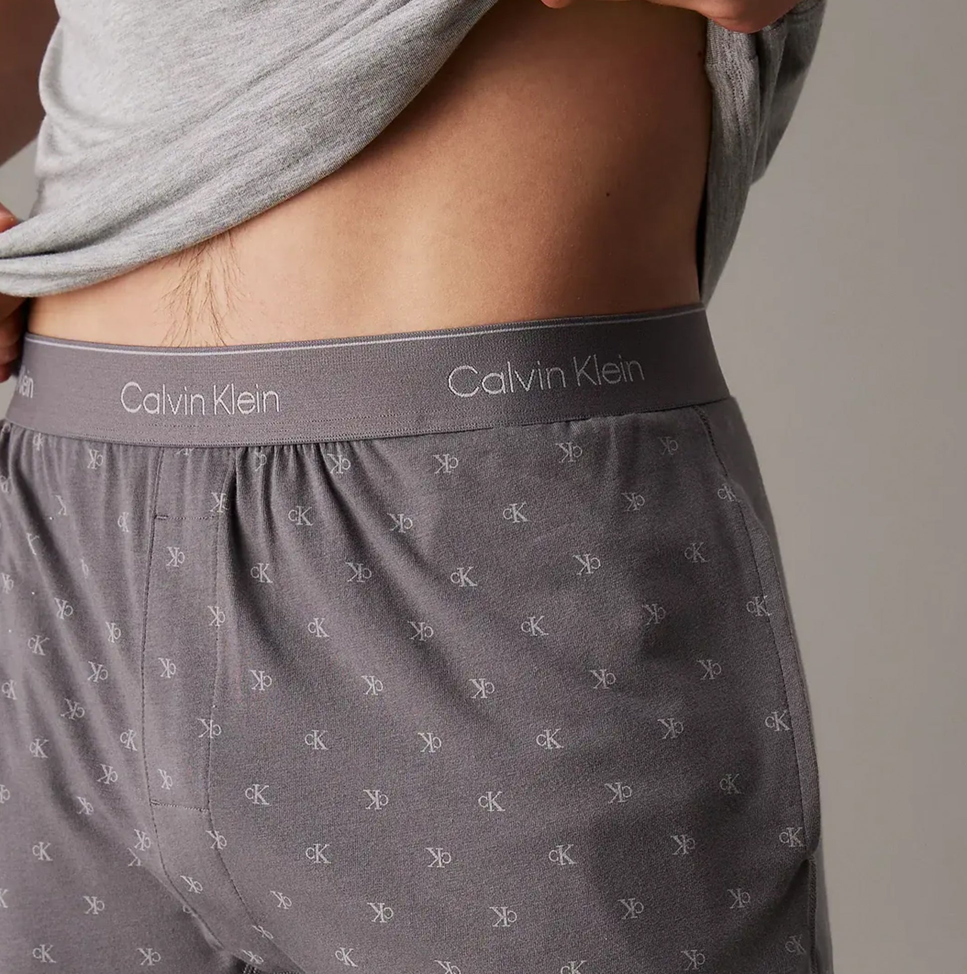 Calvin Klein ICON COTTON STRETCH  Mens Lounge Shorts Diamond Logo/Smoked Pearl