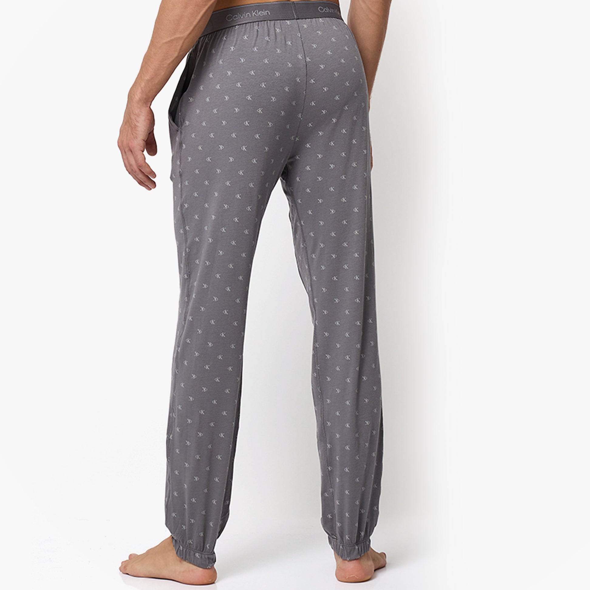 Calvin Klein ICON COTTON STRETCH Mens Lounge Joggers Diamond Logo/Smoked Pearl