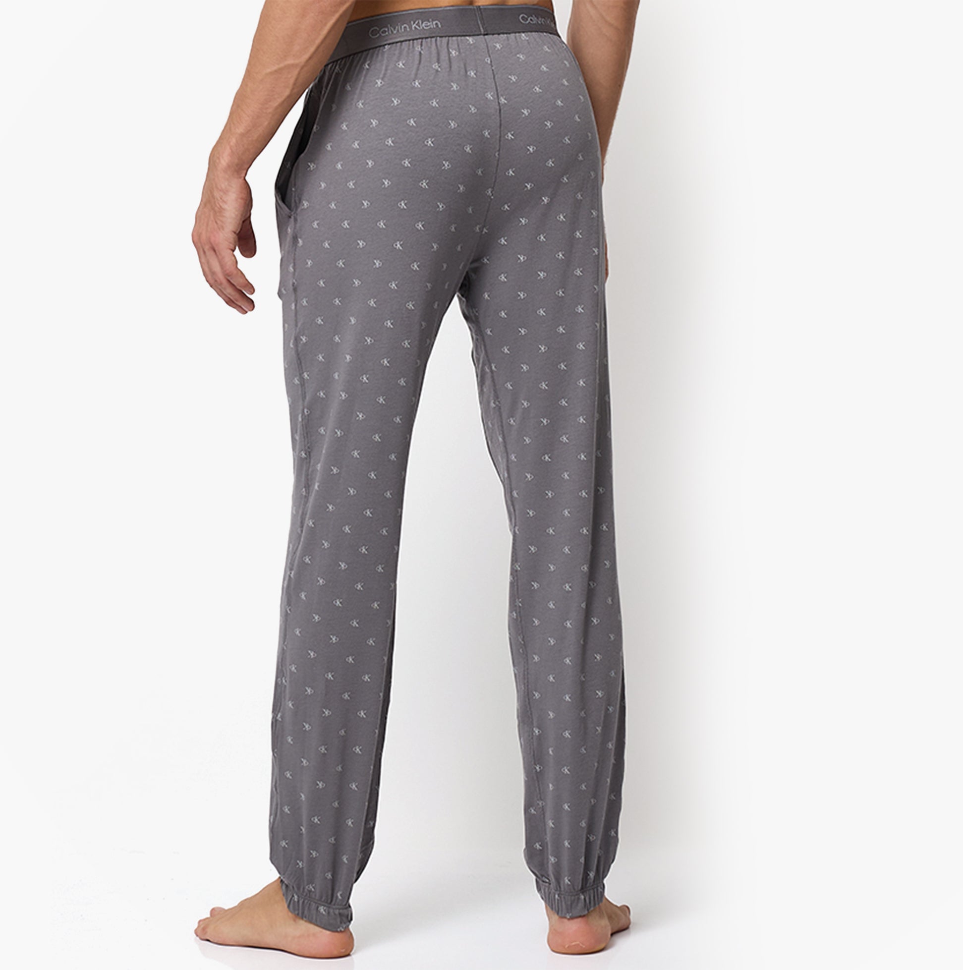 Calvin Klein ICON COTTON STRETCH Mens Lounge Joggers Diamond Logo/Smoked Pearl
