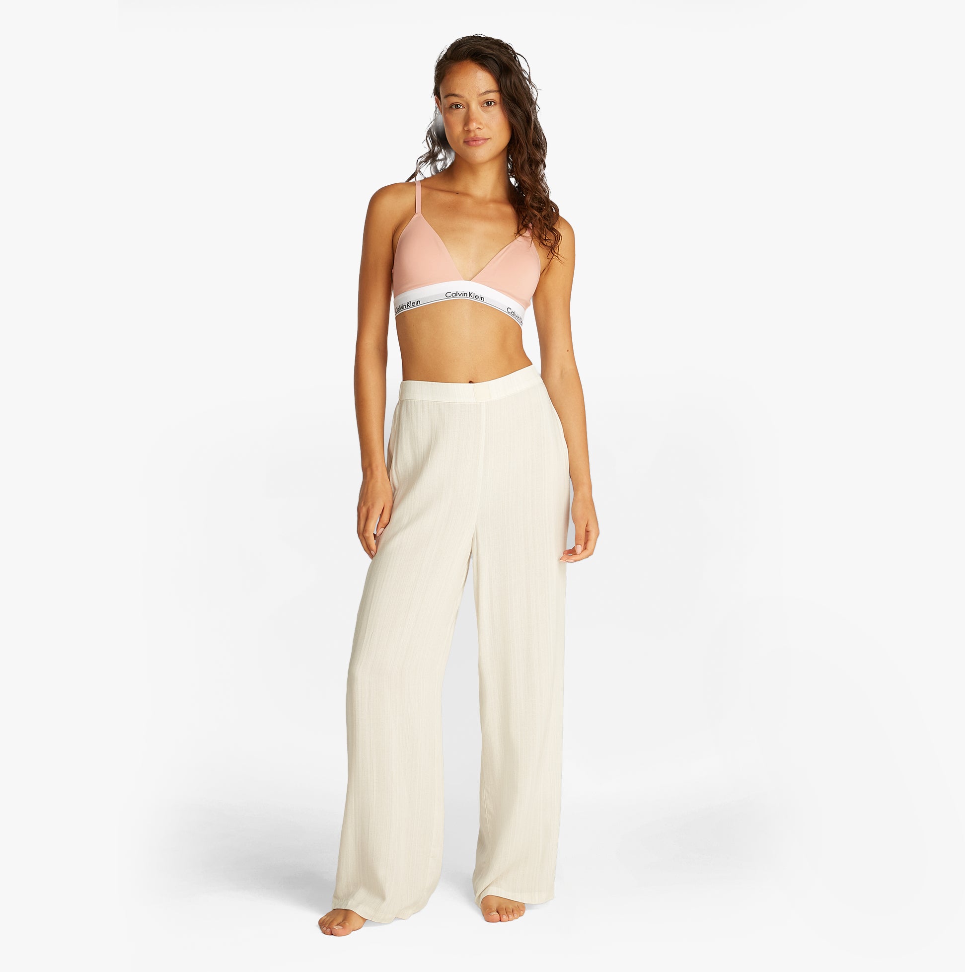 Calvin Klein ICON COTTON MODAL Womens Triangle Bra Melon Frenzy