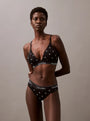 Calvin Klein MODERN COTTON Womens Triangle Bra Black Diamond Logo Print