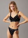 Calvin Klein MODERN COTTON Womens Lift Bralette Black Diamond Logo Print