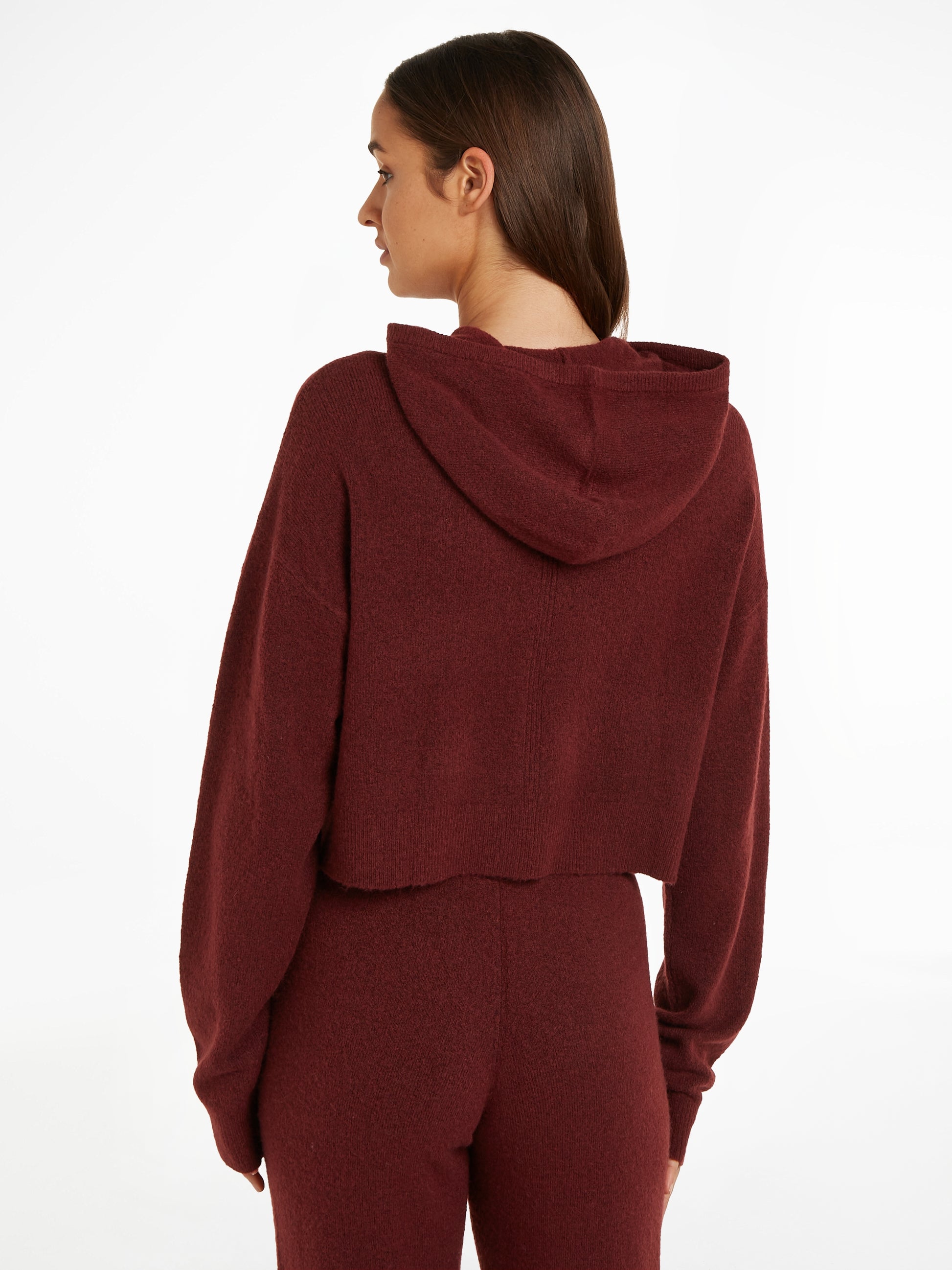 Calvin Klein Womens Hooded Sweater Tawny Port Red