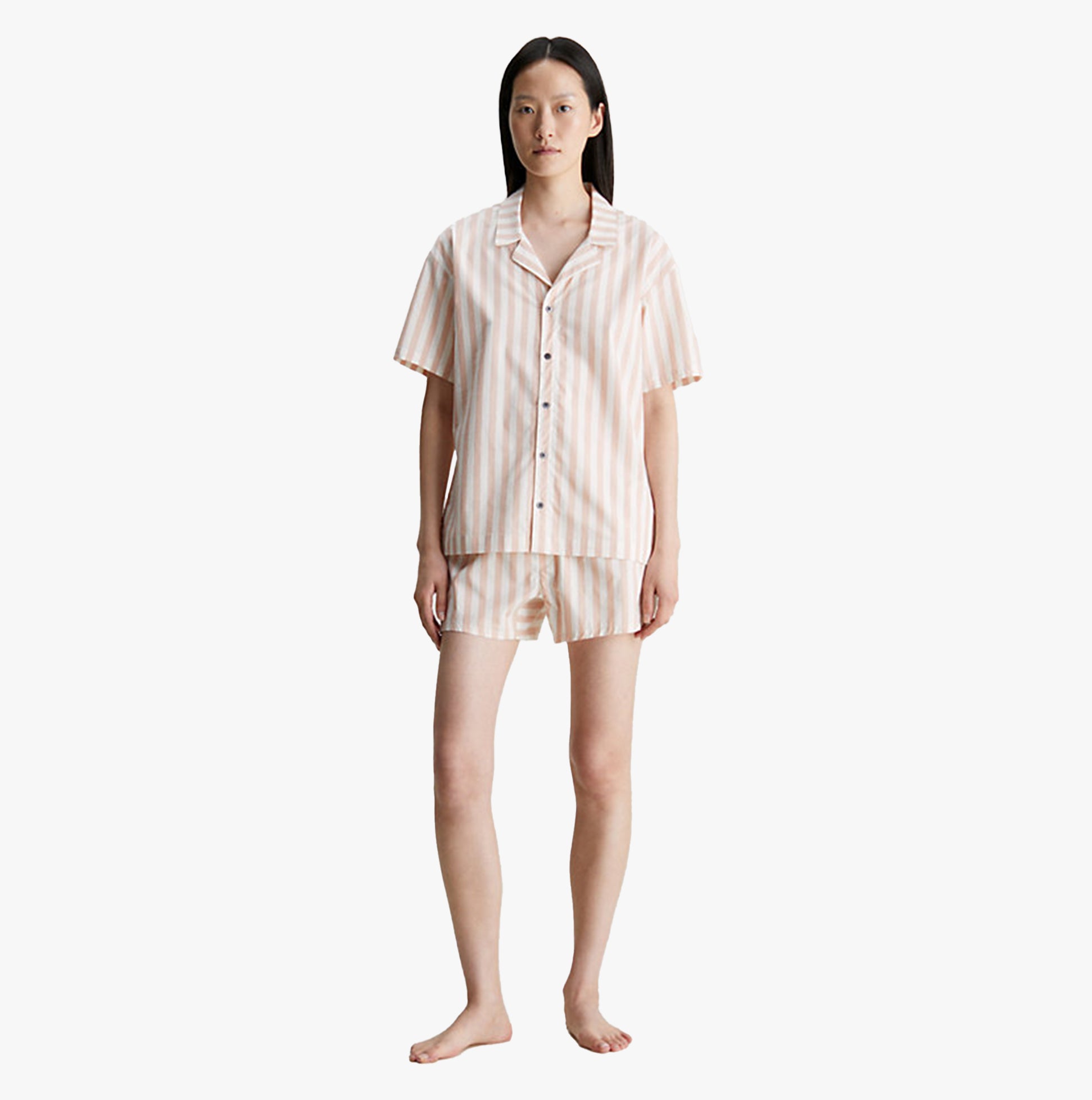 Calvin Klein S/S SHORT SET FRN Womens Pyjamas Chambray Stripe/Ash Rose