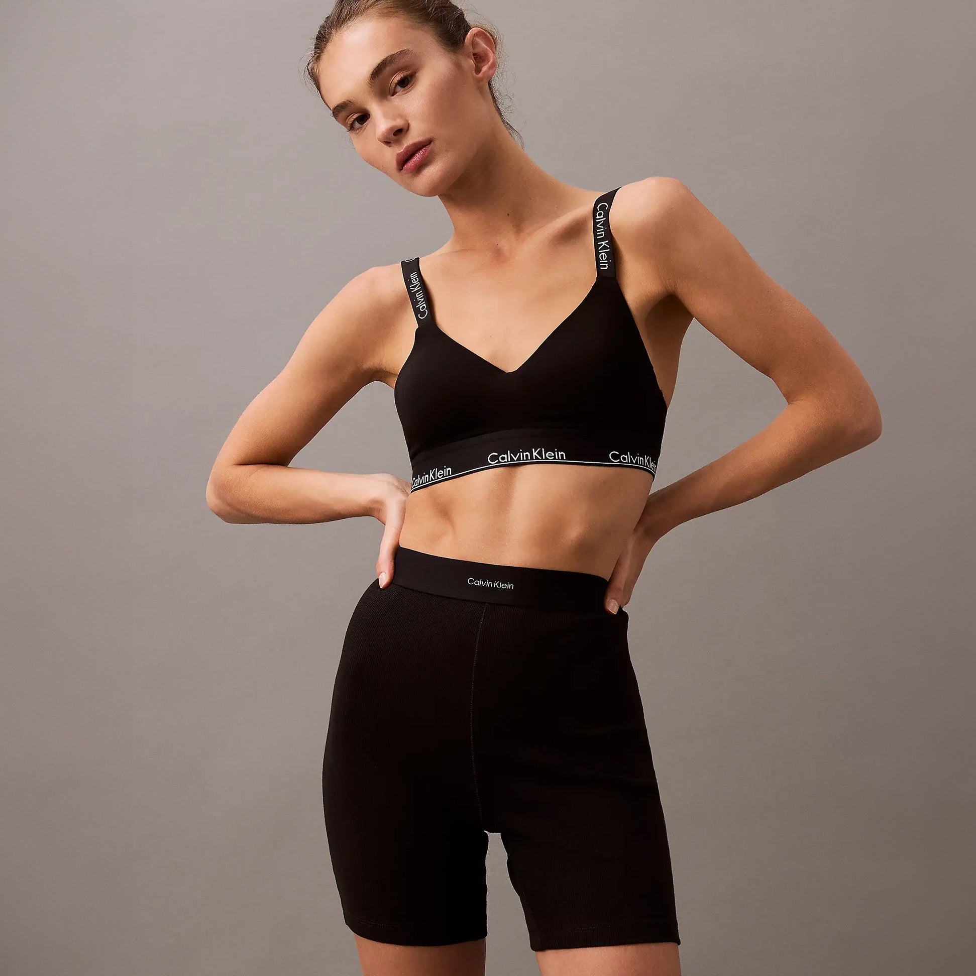 Calvin Klein COTTON STRETCH RIB Womens Lounge Shorts Black