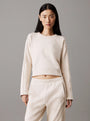 Calvin Klein COTTON FLEECE Womens Crew Pullover Sandshell
