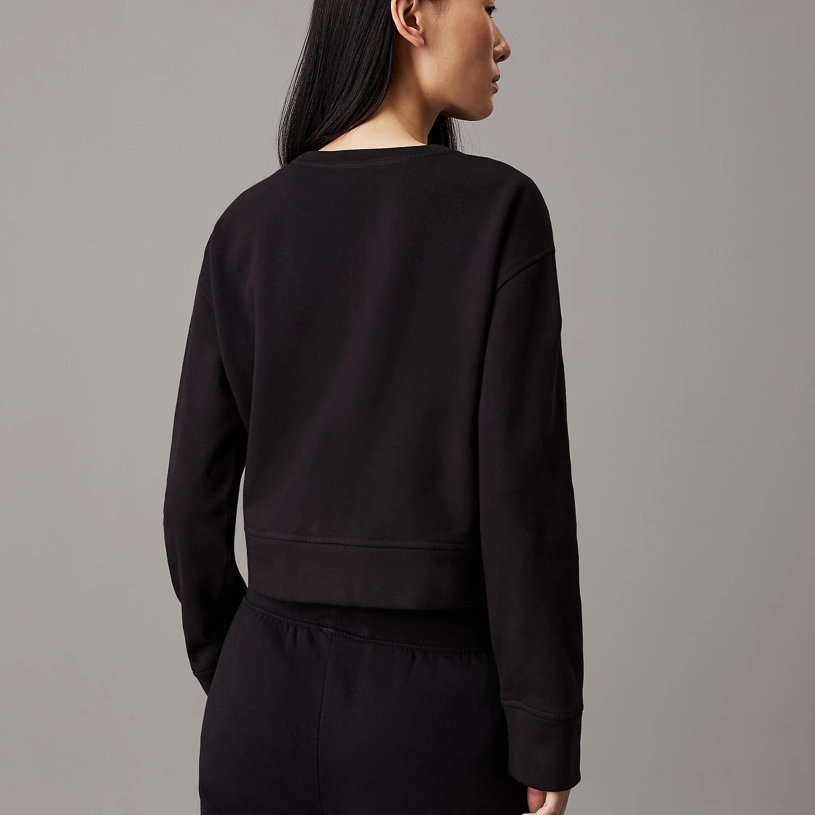 Calvin Klein COTTON FLEECE Womens Crew Pullover Black