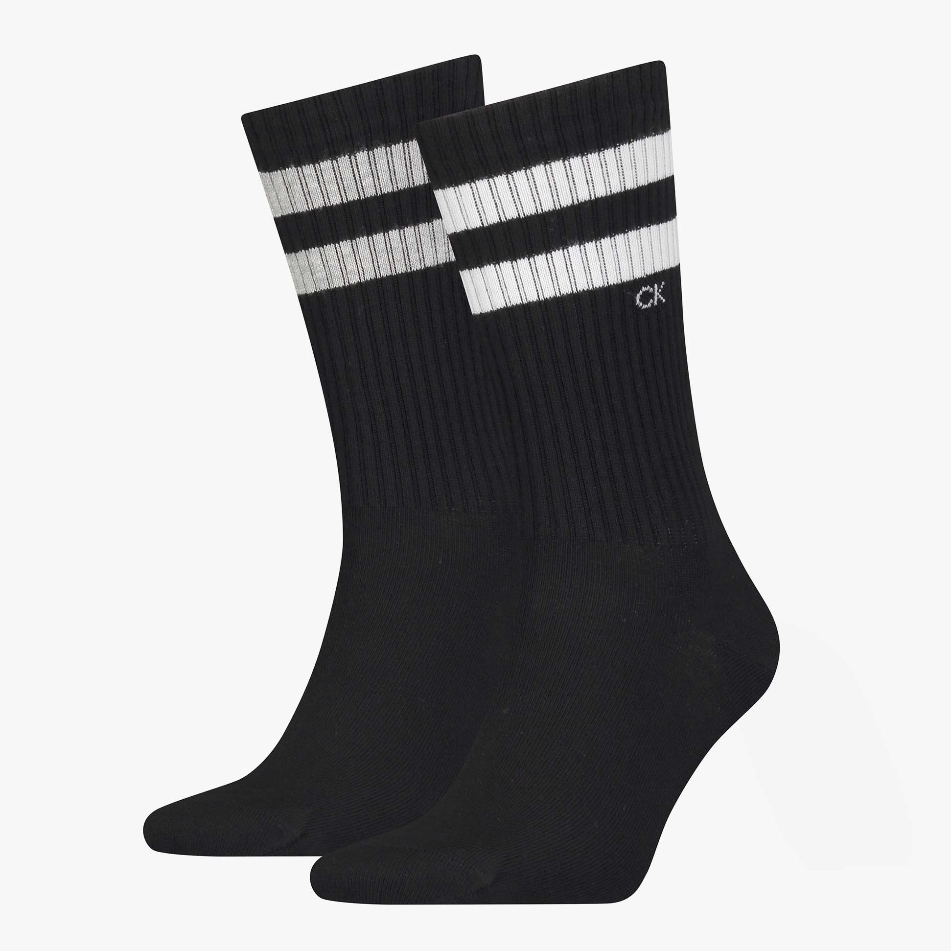 Calvin Klein 2 Pack Mens Crew Trainer Socks Black