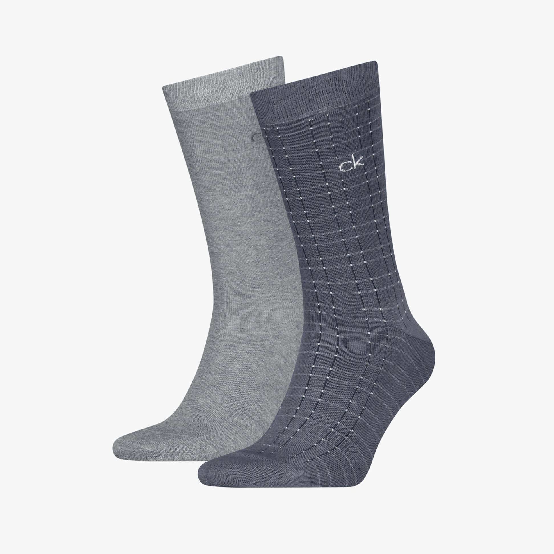 Calvin Klein 2 Pack Grid Mens Socks Dark Grey